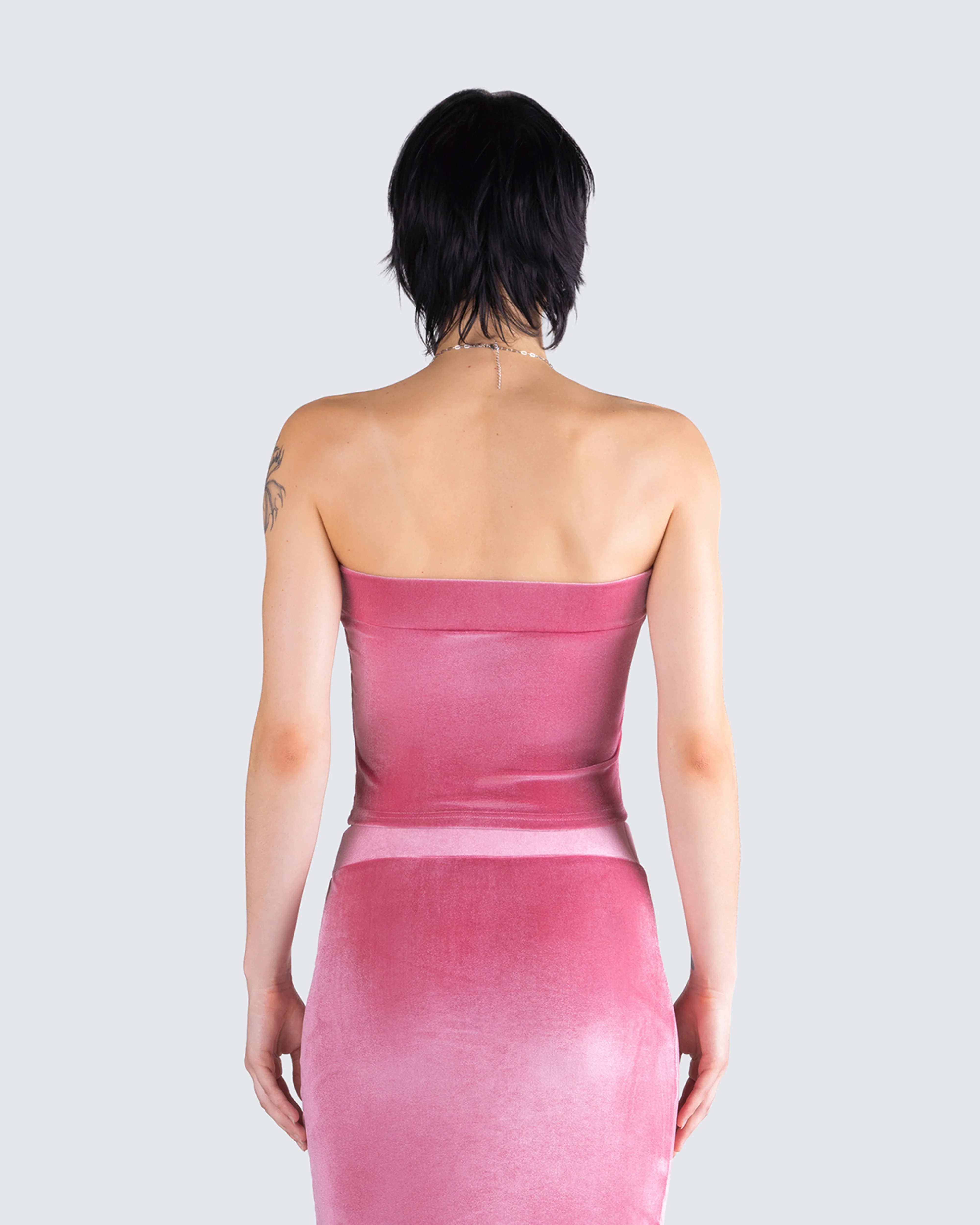 Ayla Pink Velvet Tube Top - Image 7