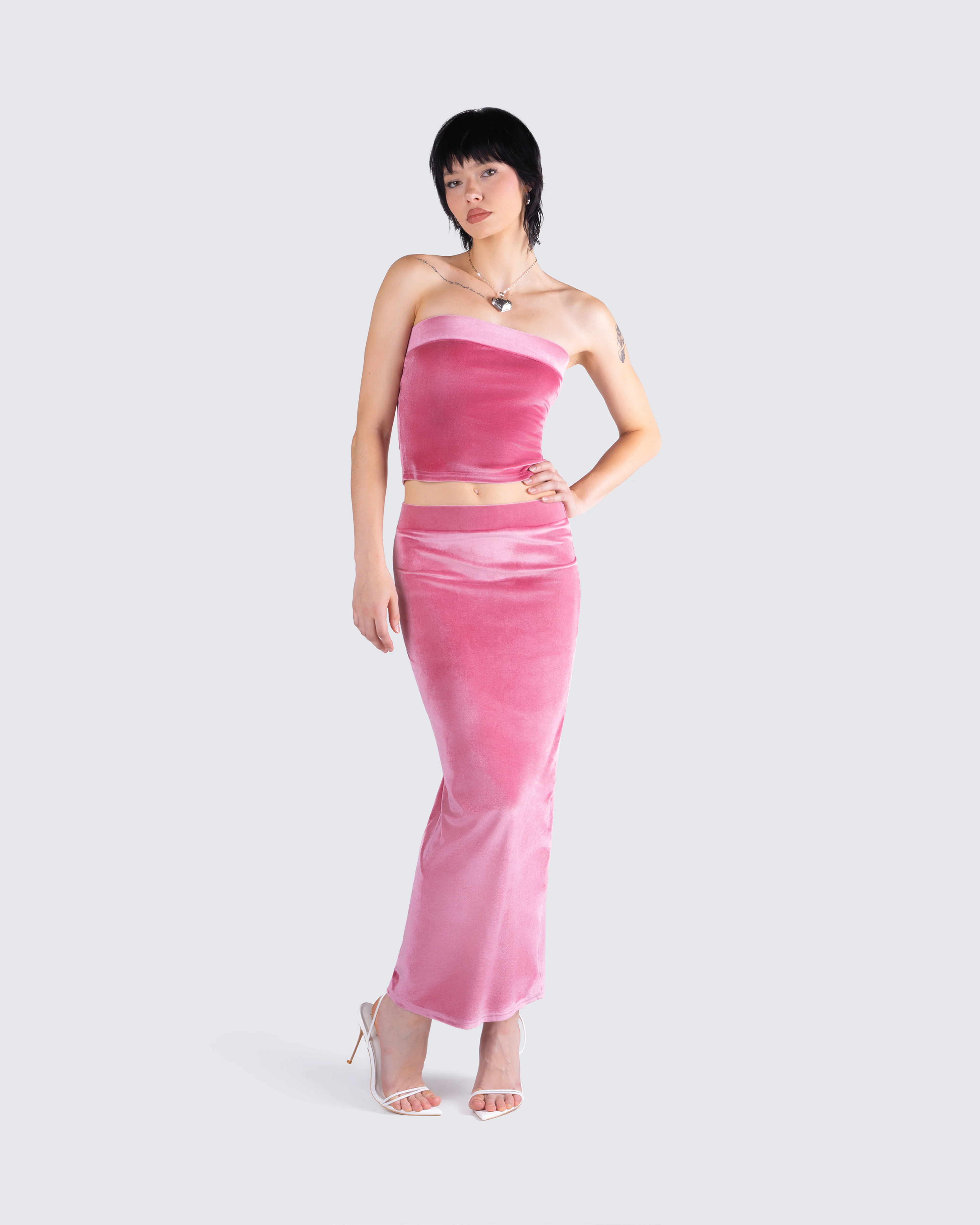 Ayla Pink Velvet Tube Top - Image 9