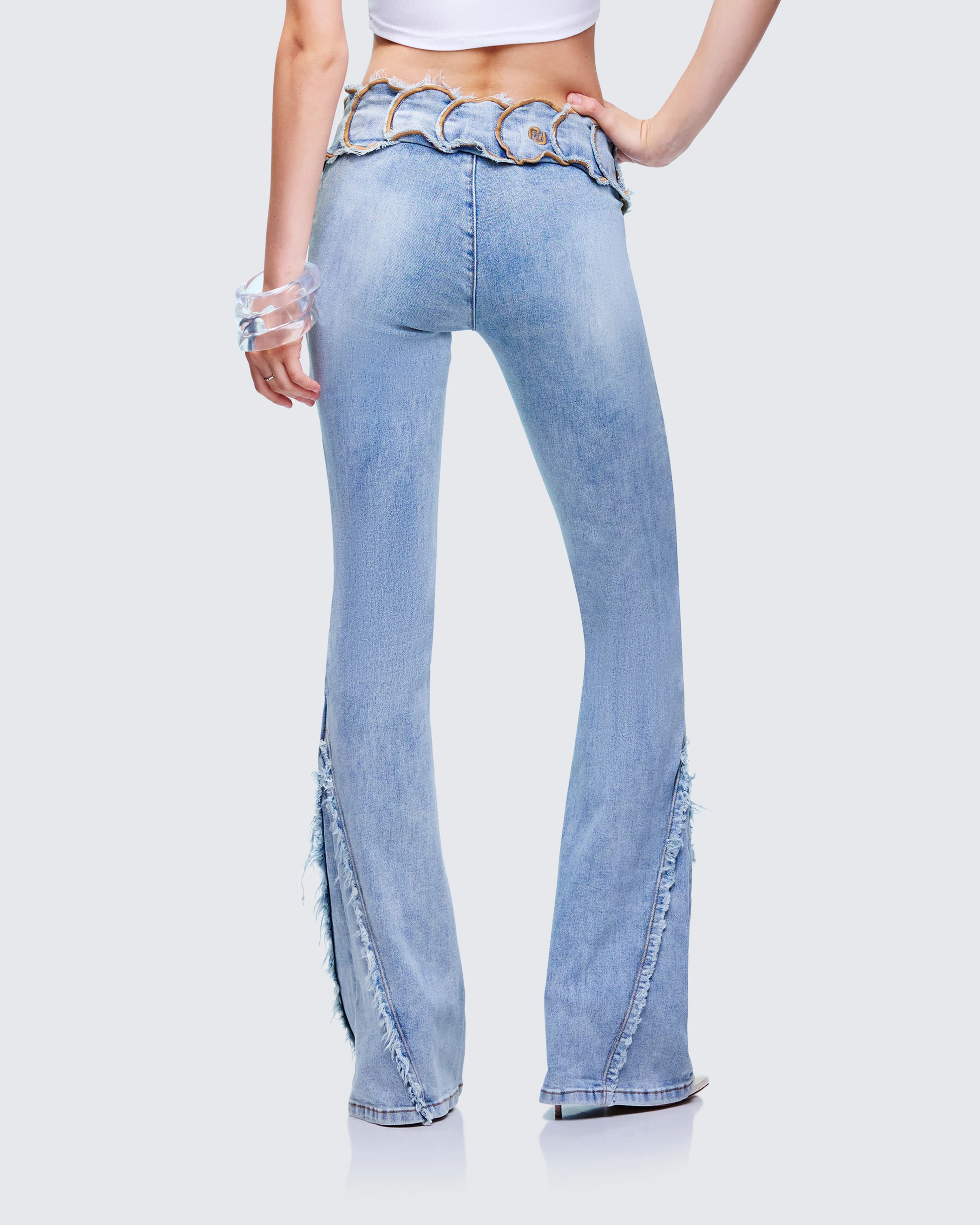 Ayra Blue Denim Flared Pants - Image 4