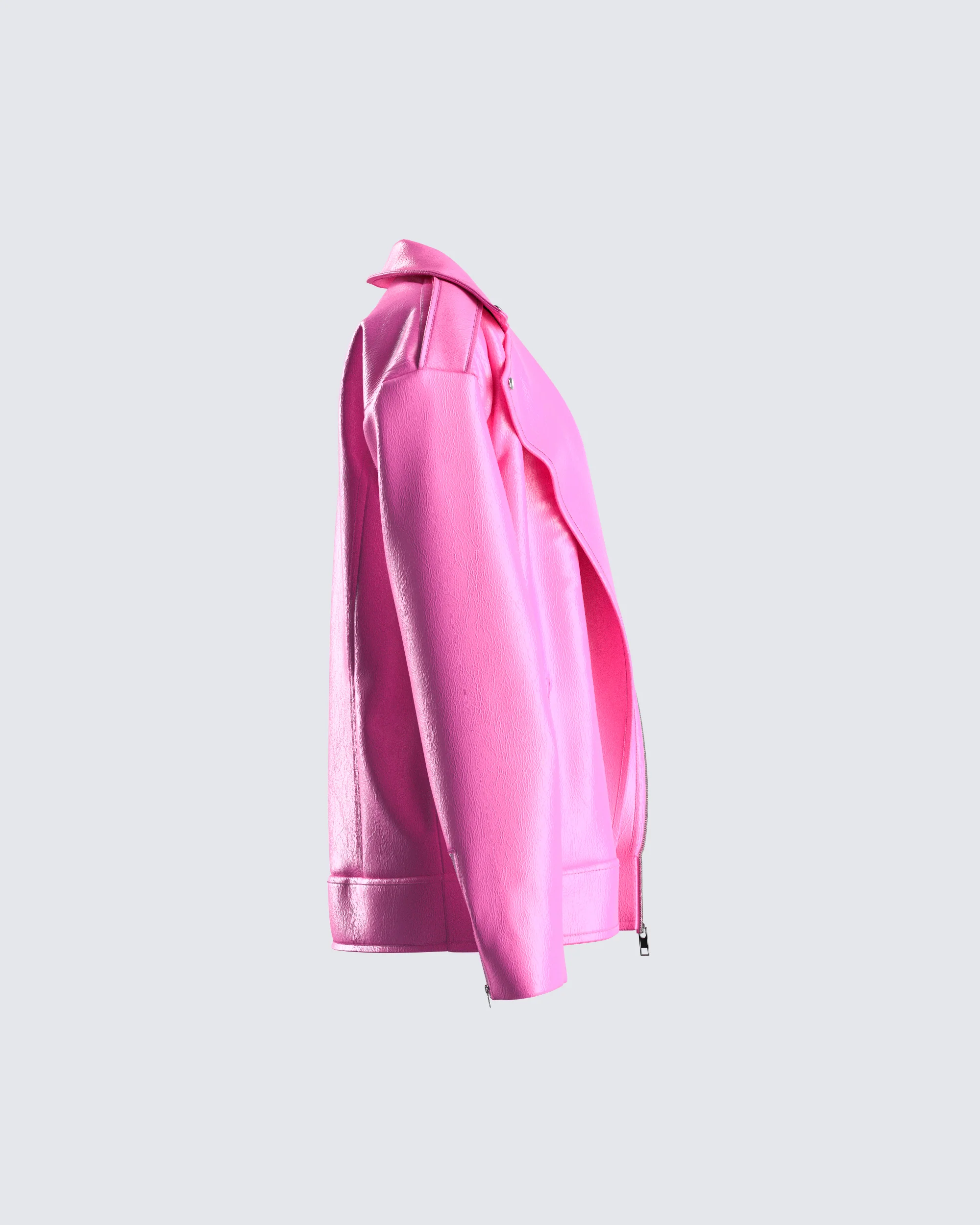 Ayse Pink Faux Leather Jacket - Image 2