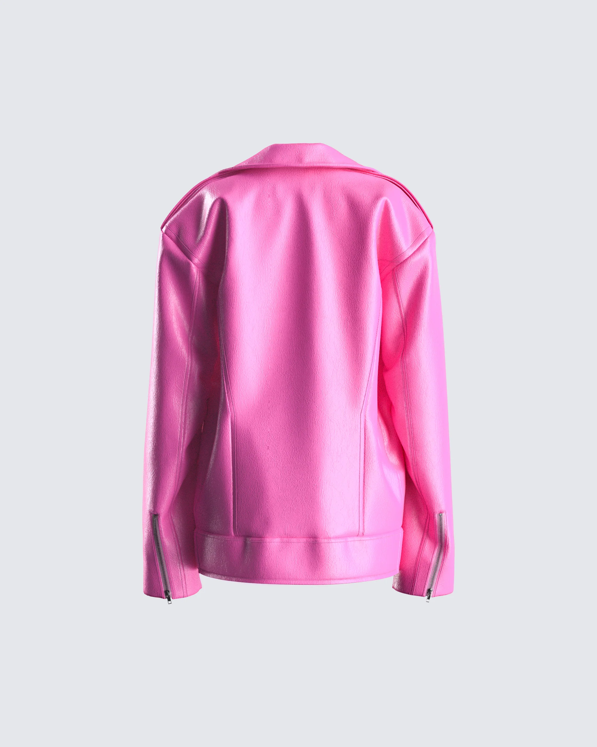 Ayse Pink Faux Leather Jacket - Image 3