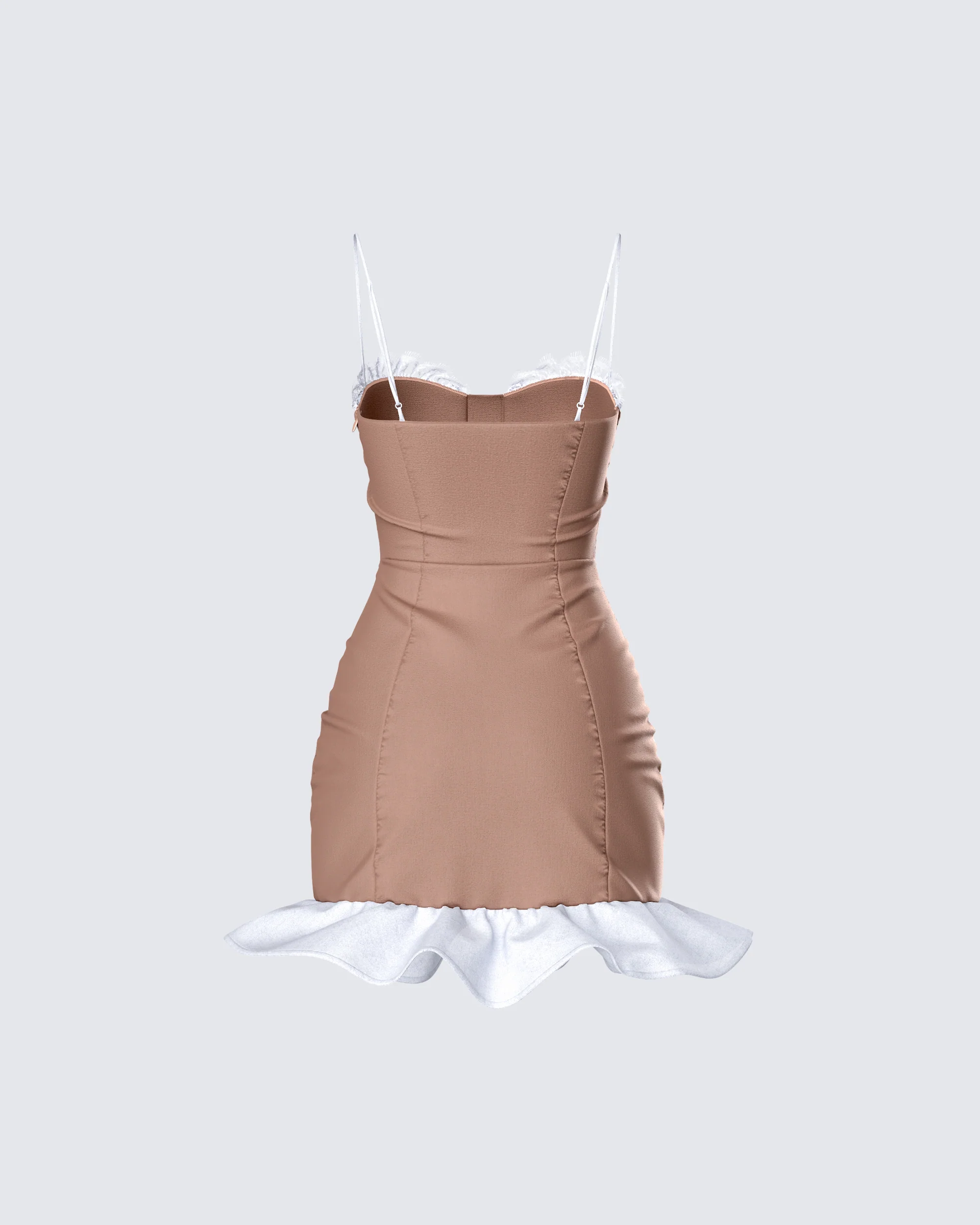 Aza Taupe Lace Up Mini Dress - Image 3