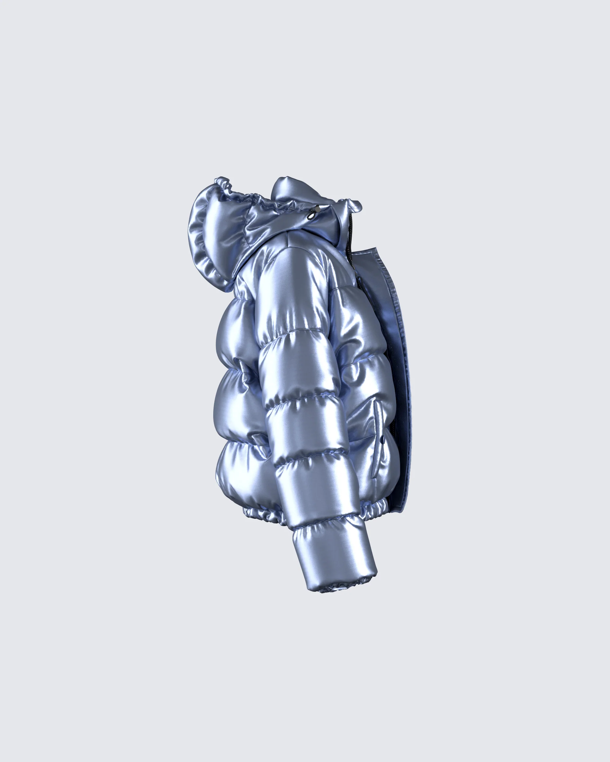 Azalea Blue Metallic Puffer Jacket - Image 2