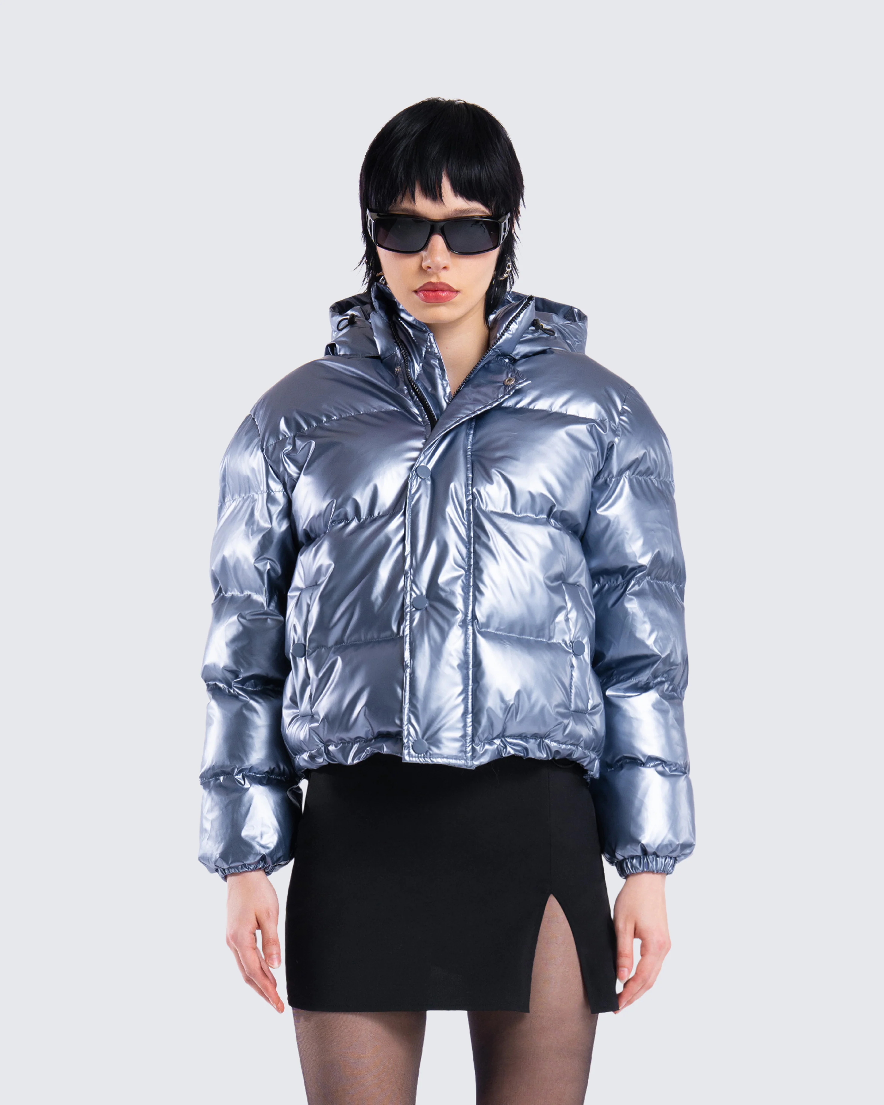 Azalea Blue Metallic Puffer Jacket - Image 4
