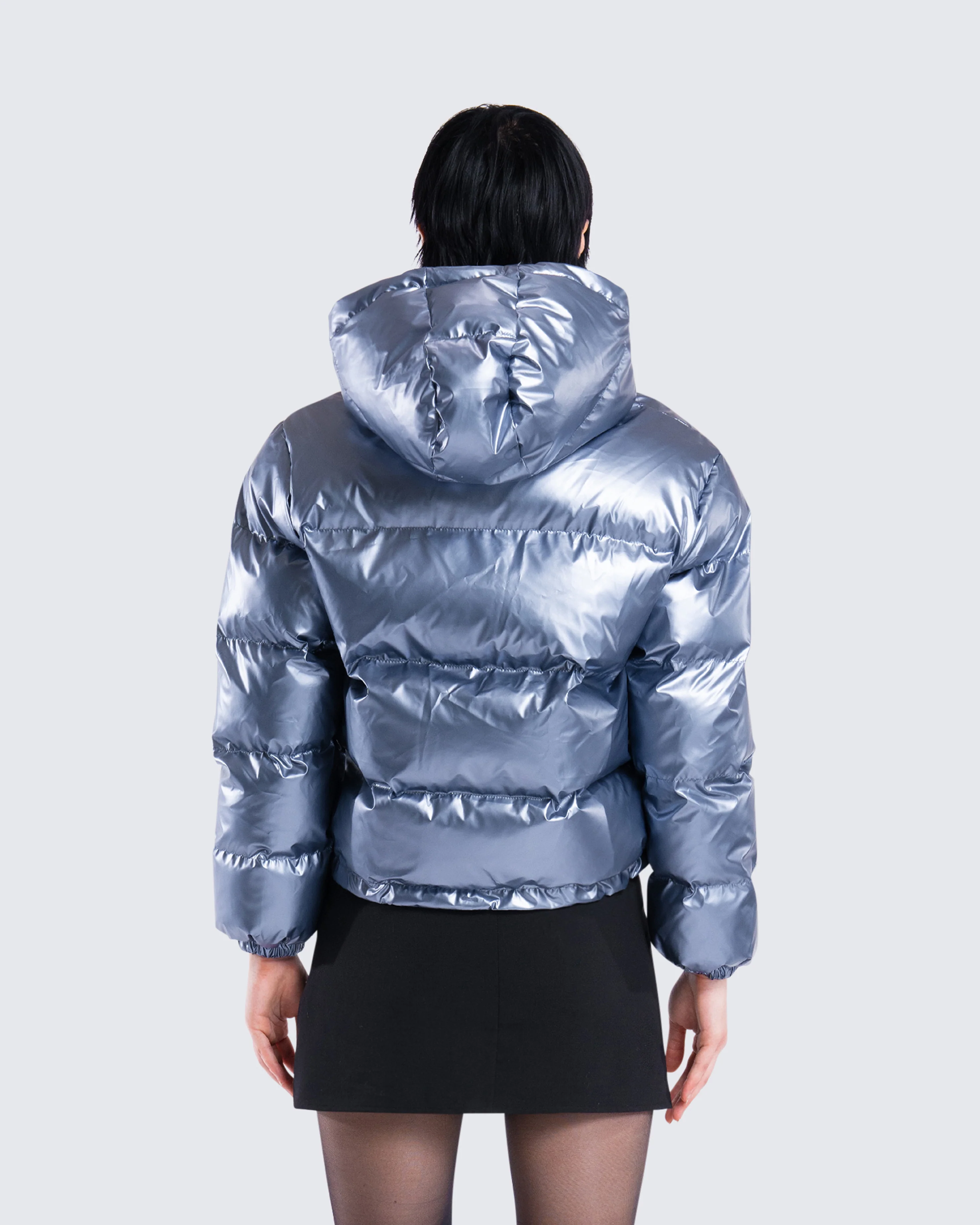 Azalea Blue Metallic Puffer Jacket - Image 7