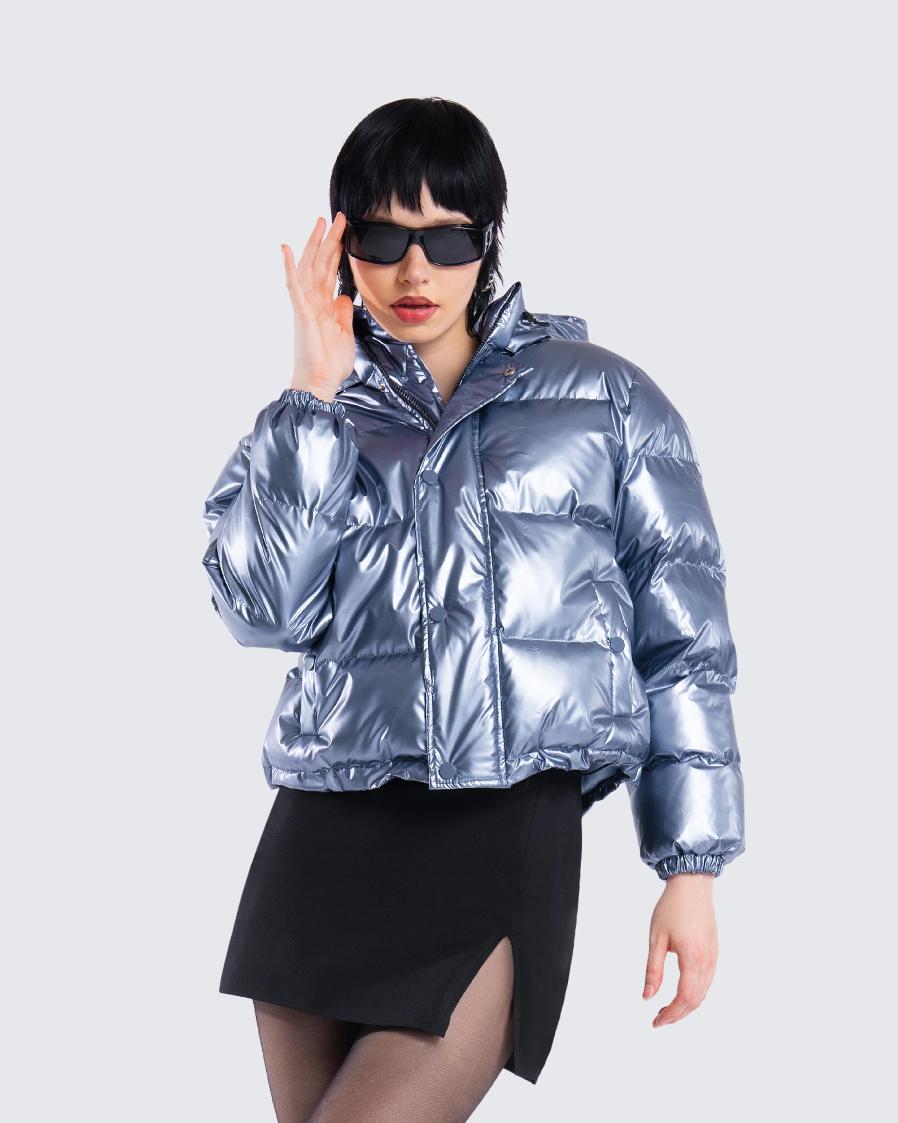 Azalea Blue Metallic Puffer Jacket - Image 8