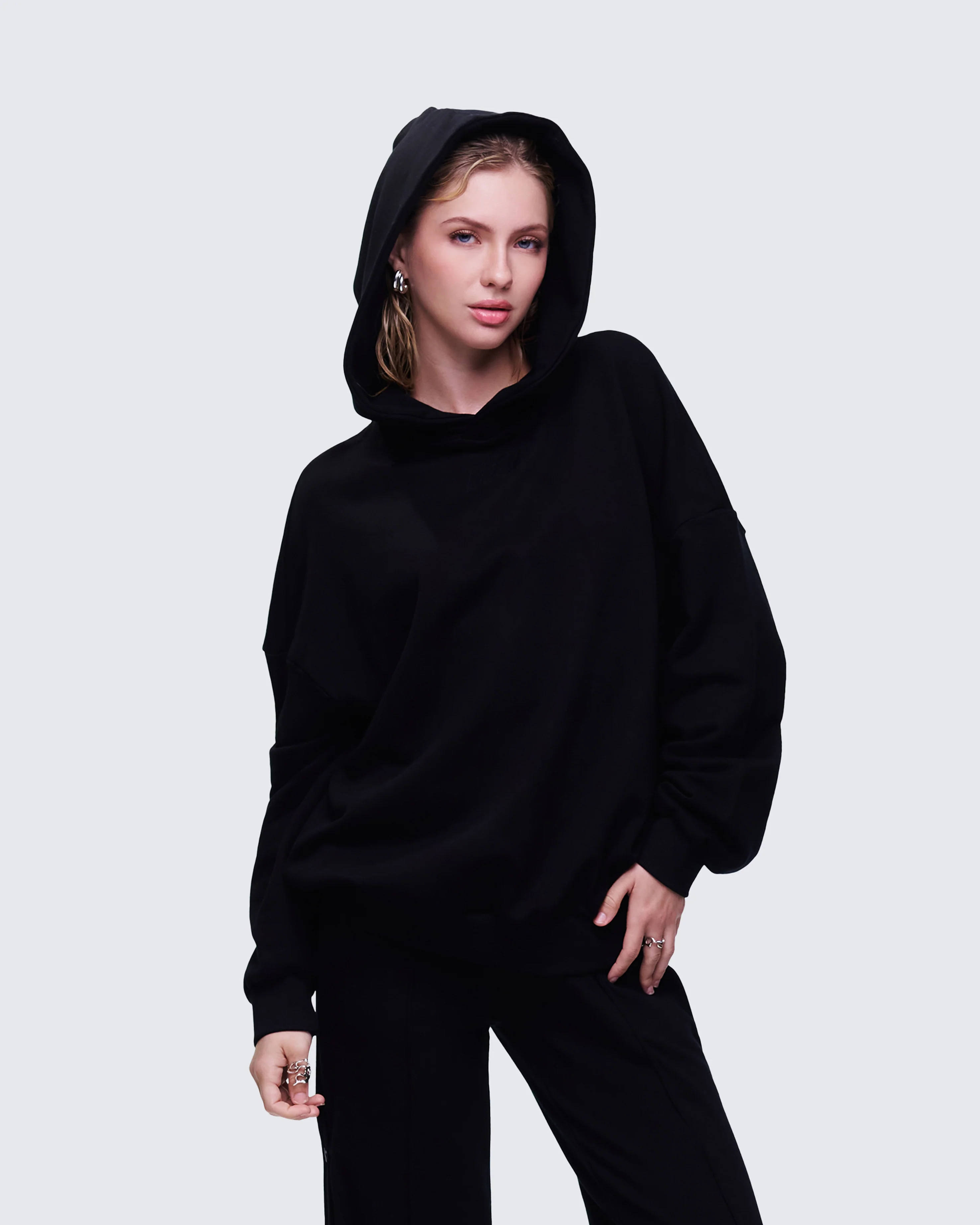 Azariah Black Oversized Hoodie Top - Image 3