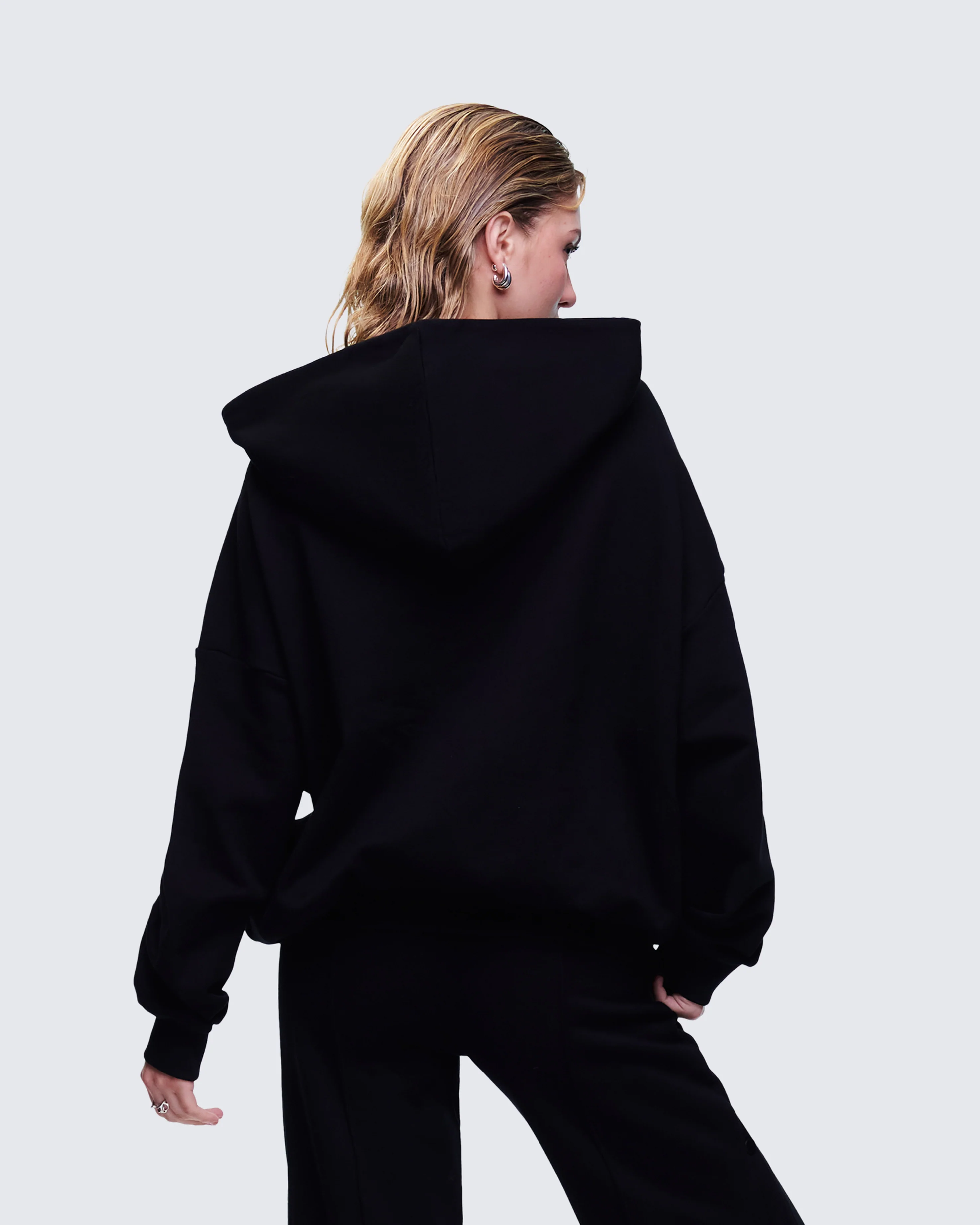 Azariah Black Oversized Hoodie Top - Image 4
