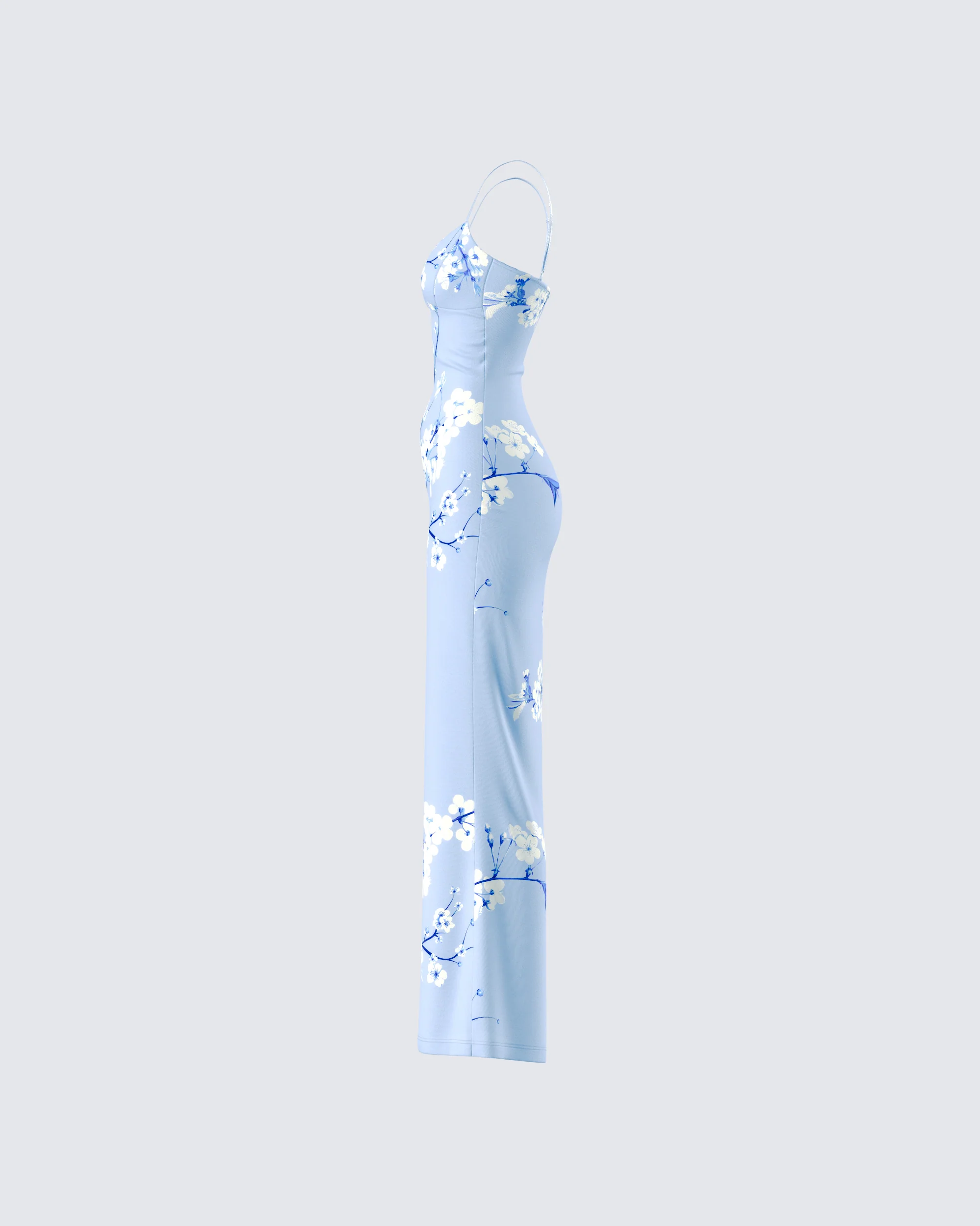 Azura Blue Floral Bodycon Maxi - Image 2