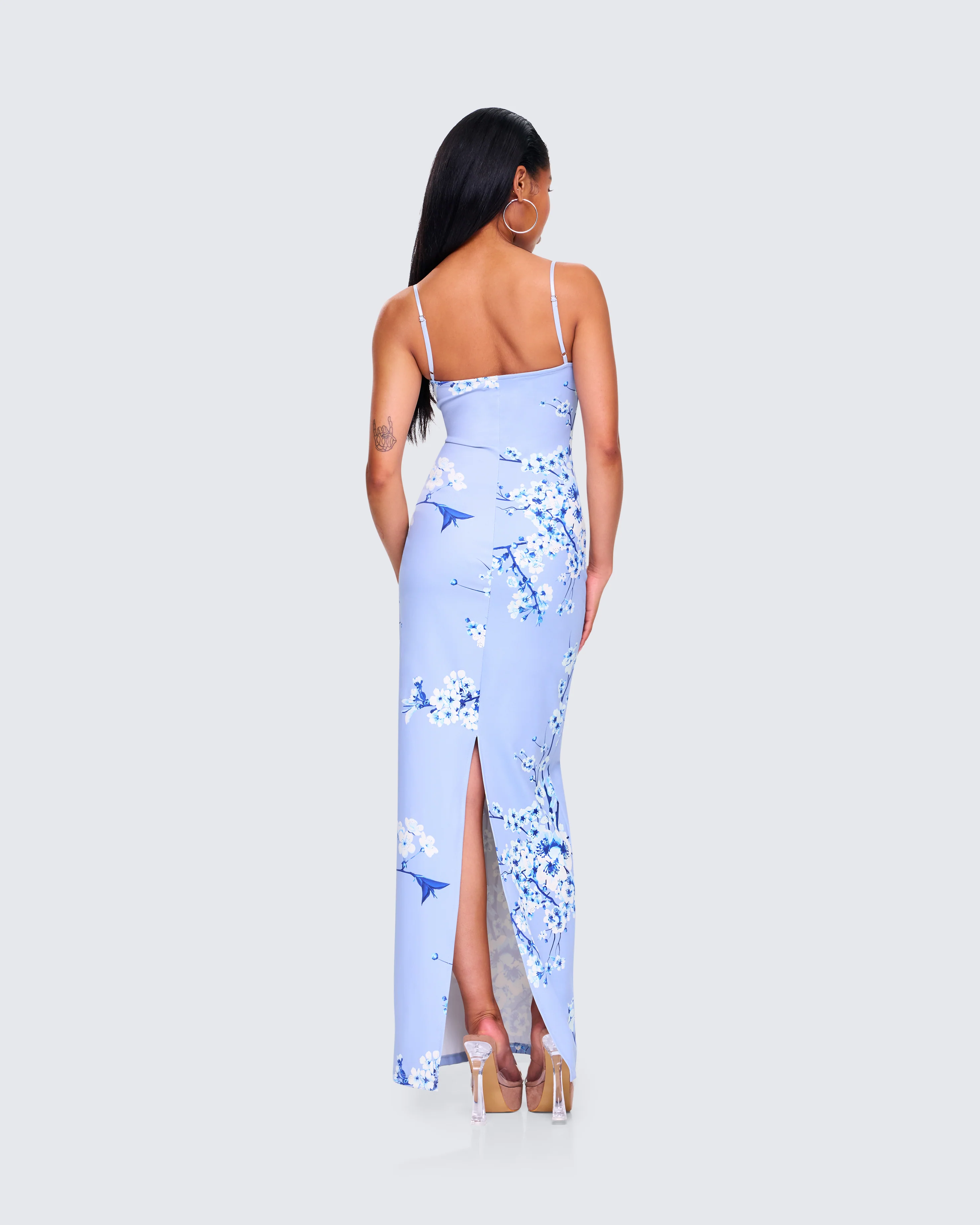 Azura Blue Floral Bodycon Maxi - Image 7