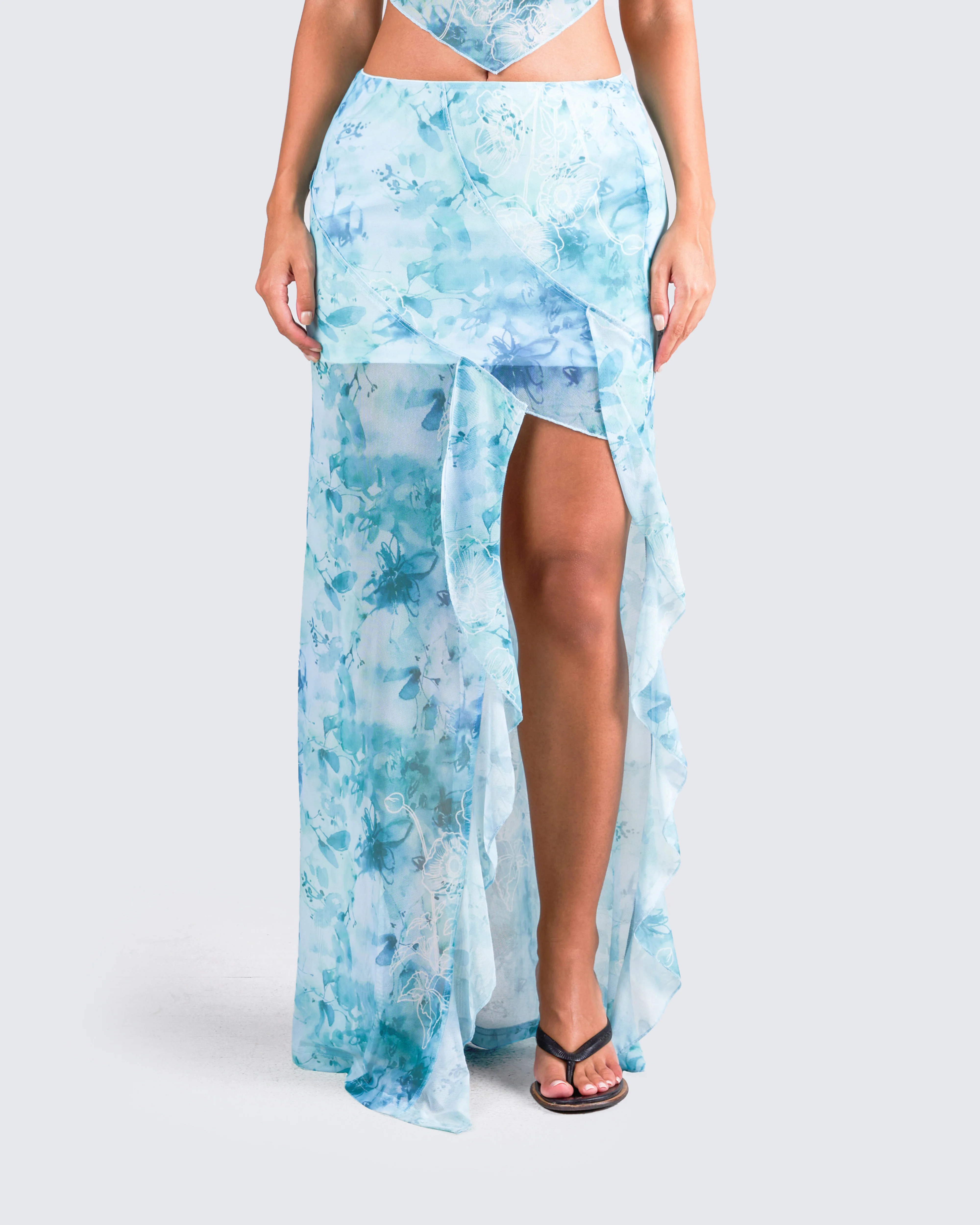 Bahia Mint Floral Print Skirt - Image 4