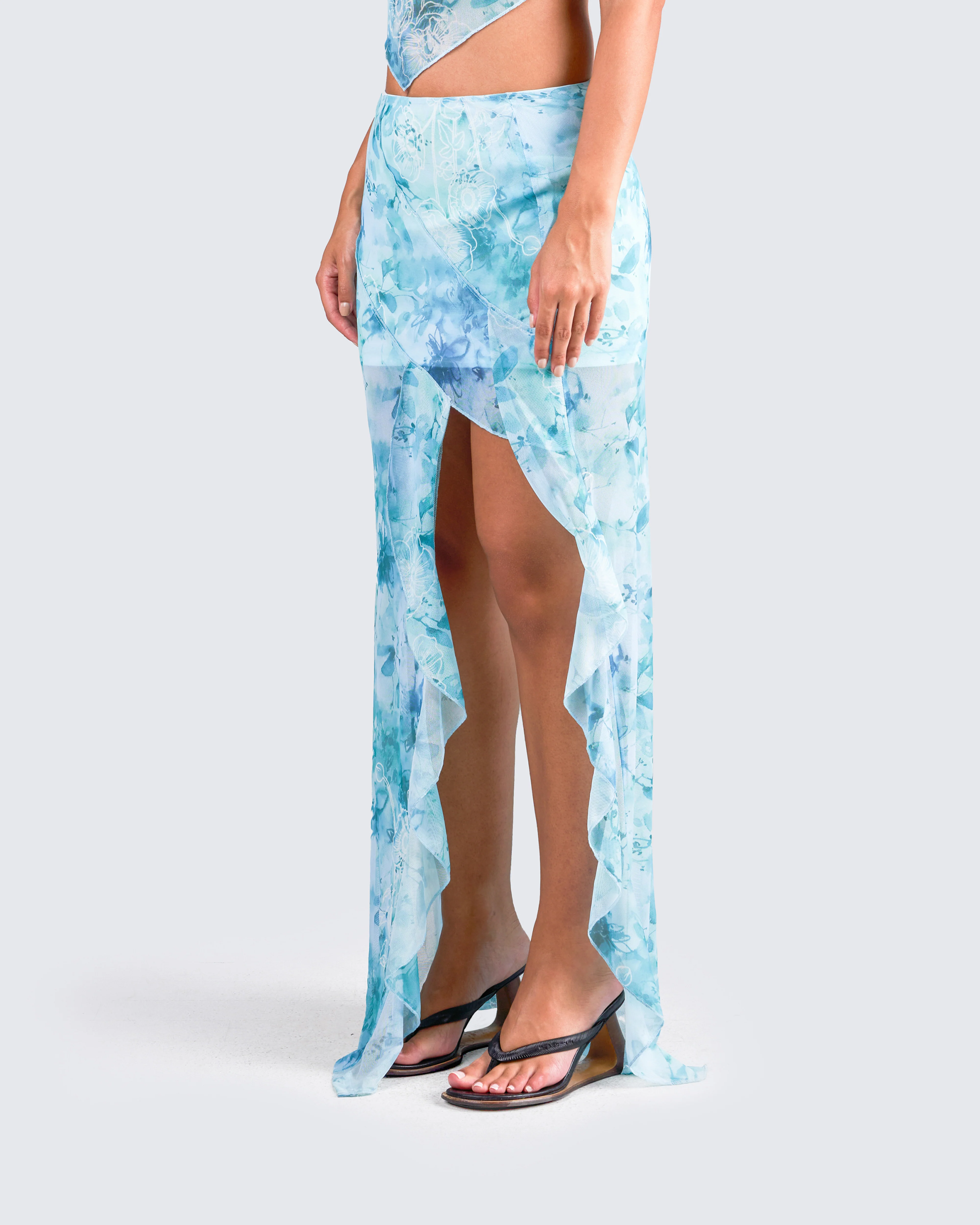 Bahia Mint Floral Print Skirt - Image 5