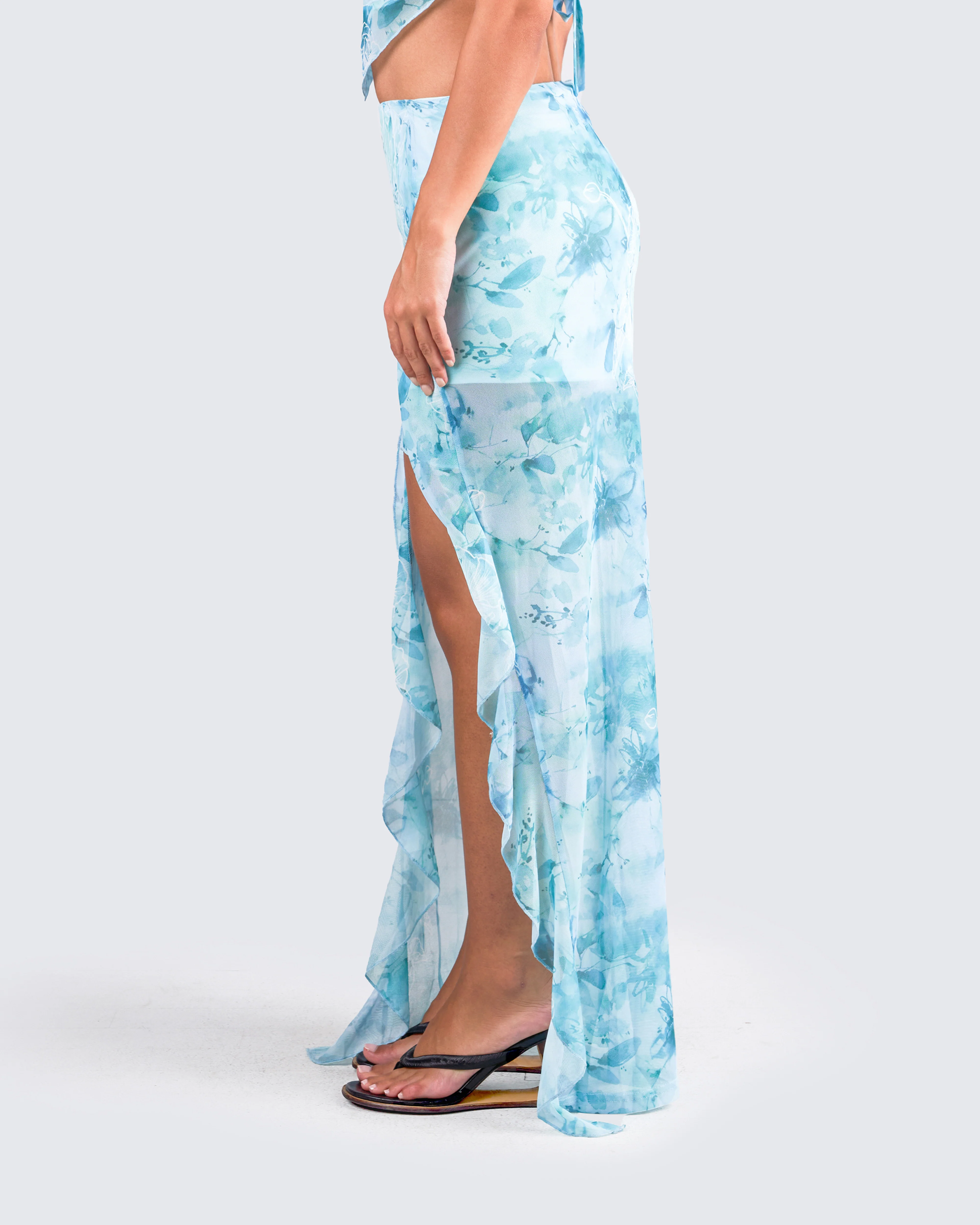Bahia Mint Floral Print Skirt - Image 6