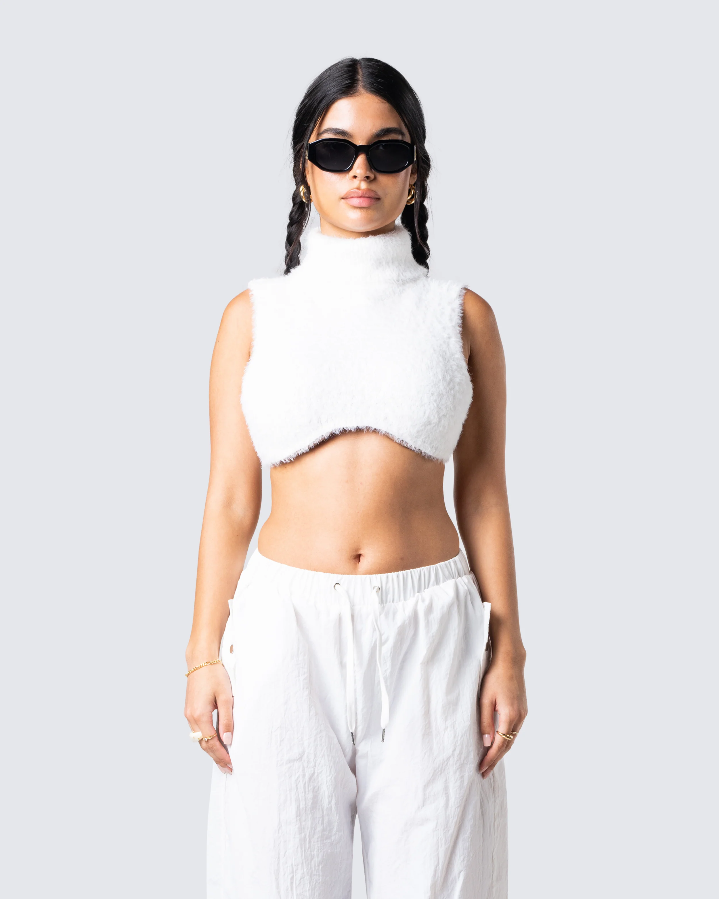 Beckett White Cropped Knit Top - Image 4