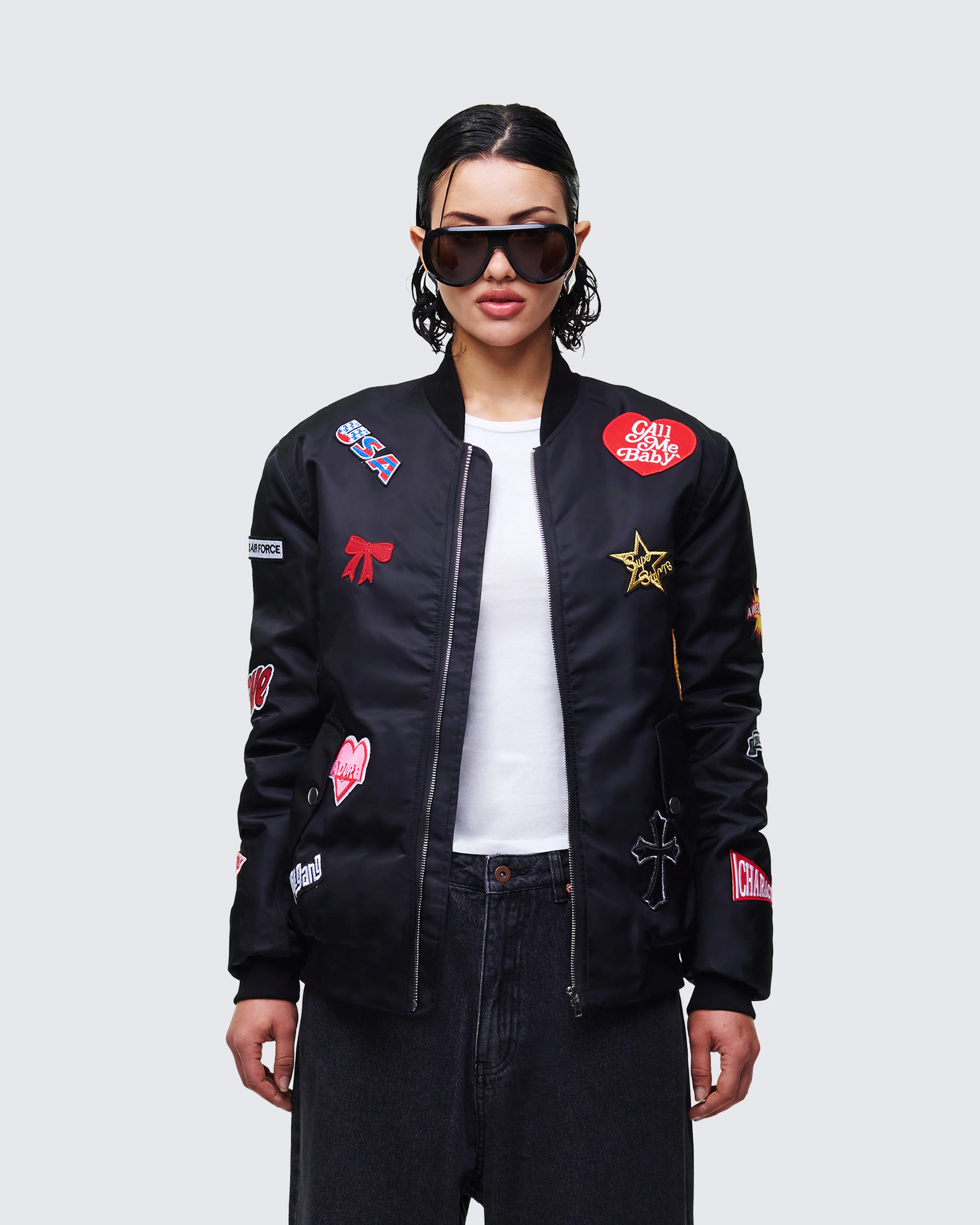 Becky Black Multi Patch Bomber - Image 2