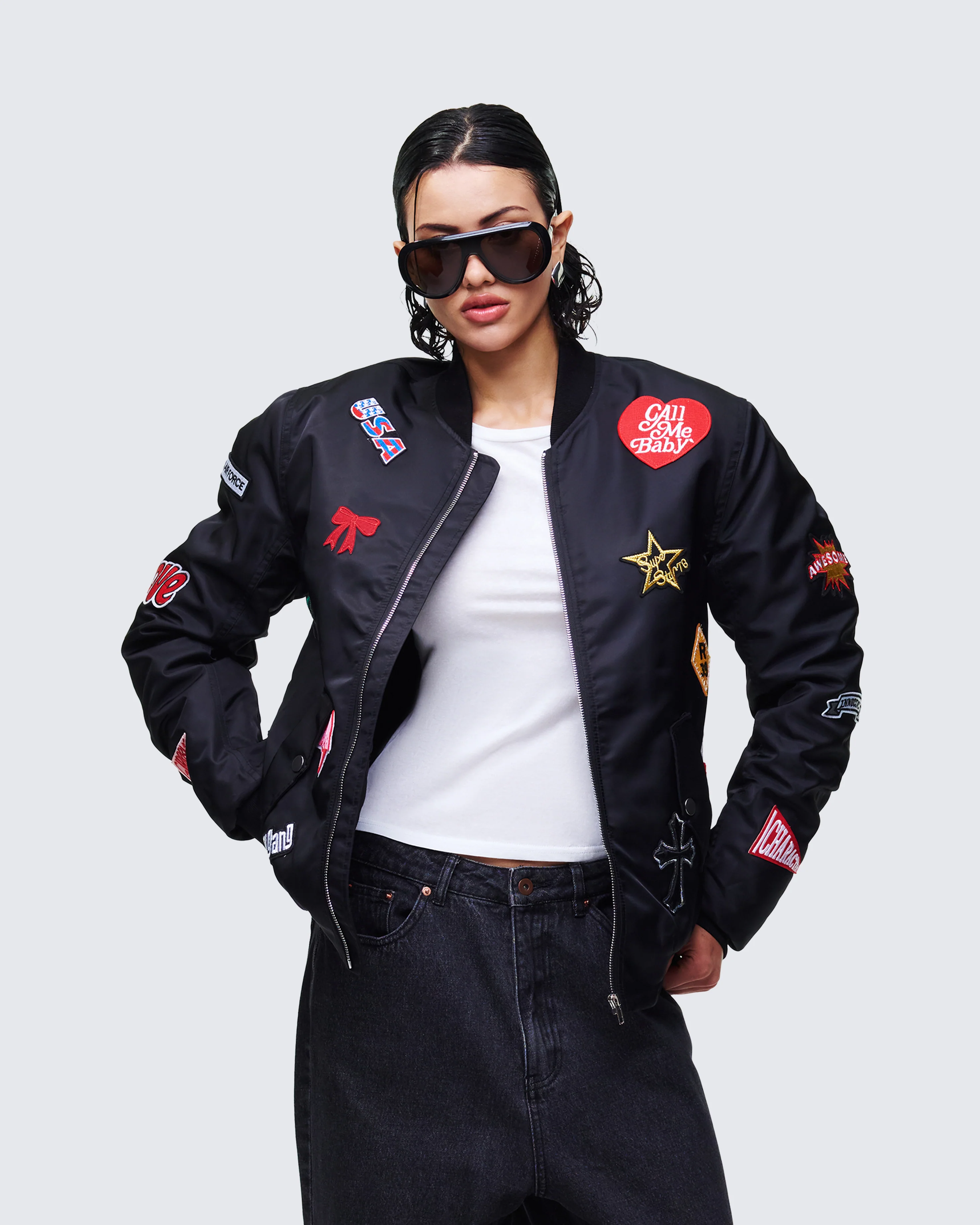 Becky Black Multi Patch Bomber - Image 3