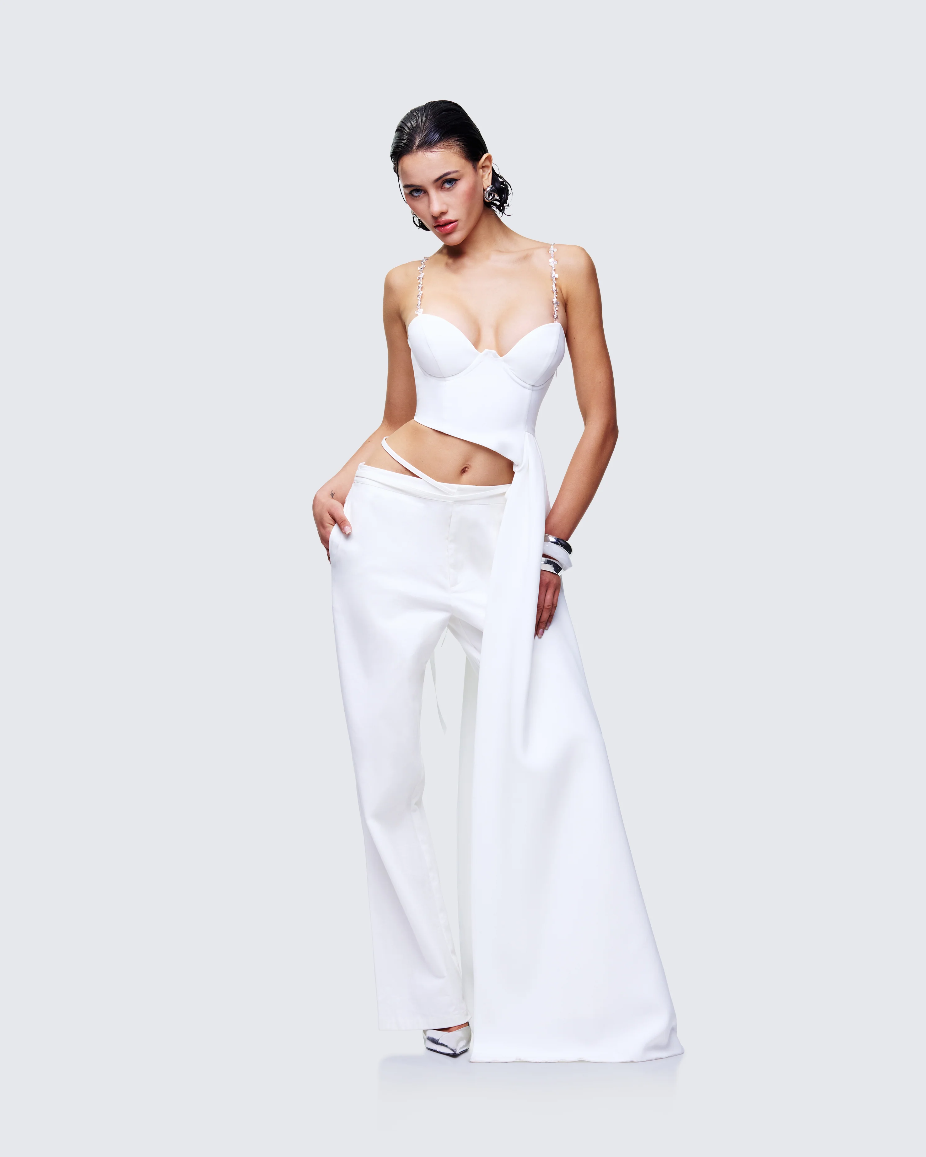Bellamy White Asymmetric Detachable Strap Top - Image 4