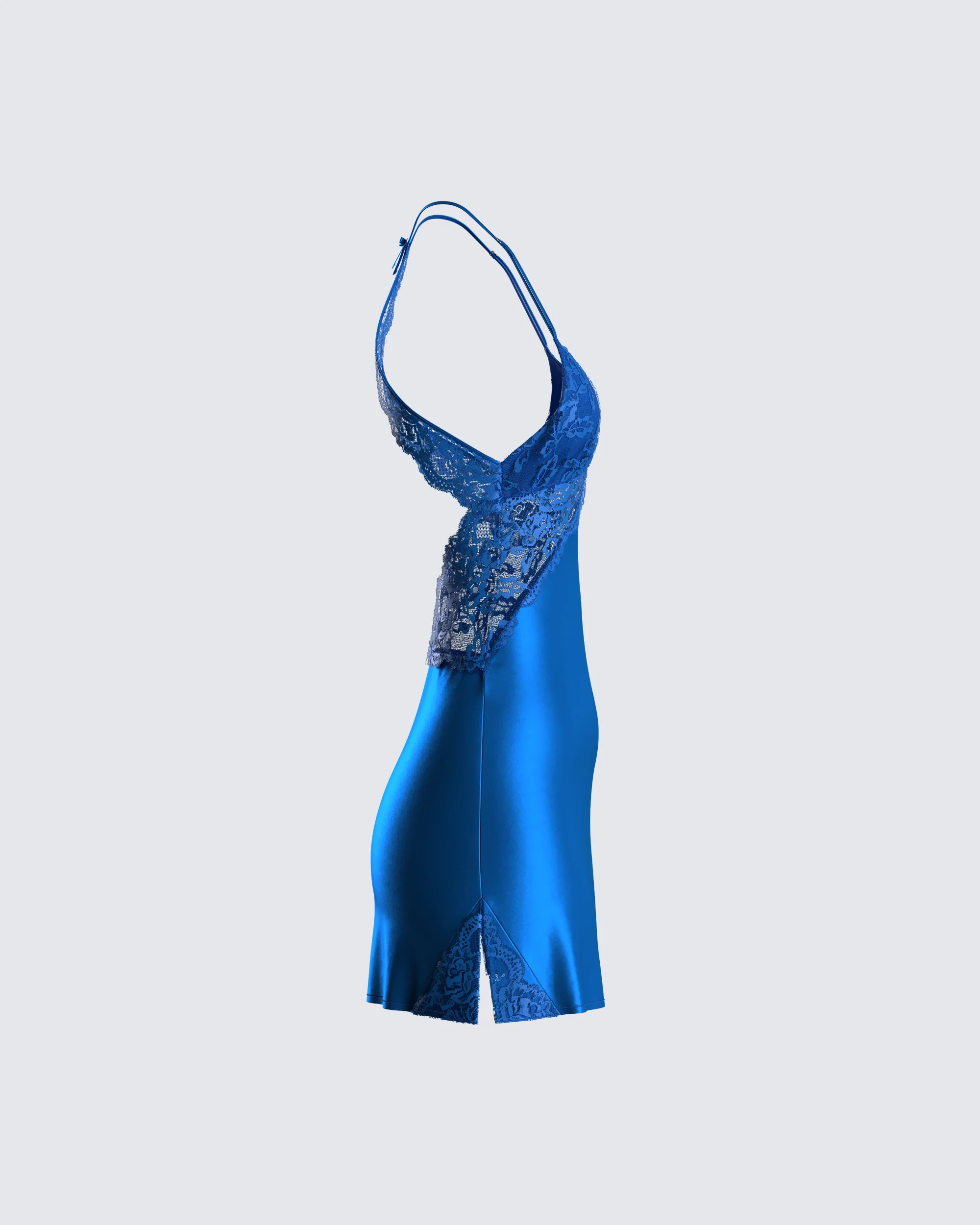 Bernadette Blue Lace Satin Dress - Image 2