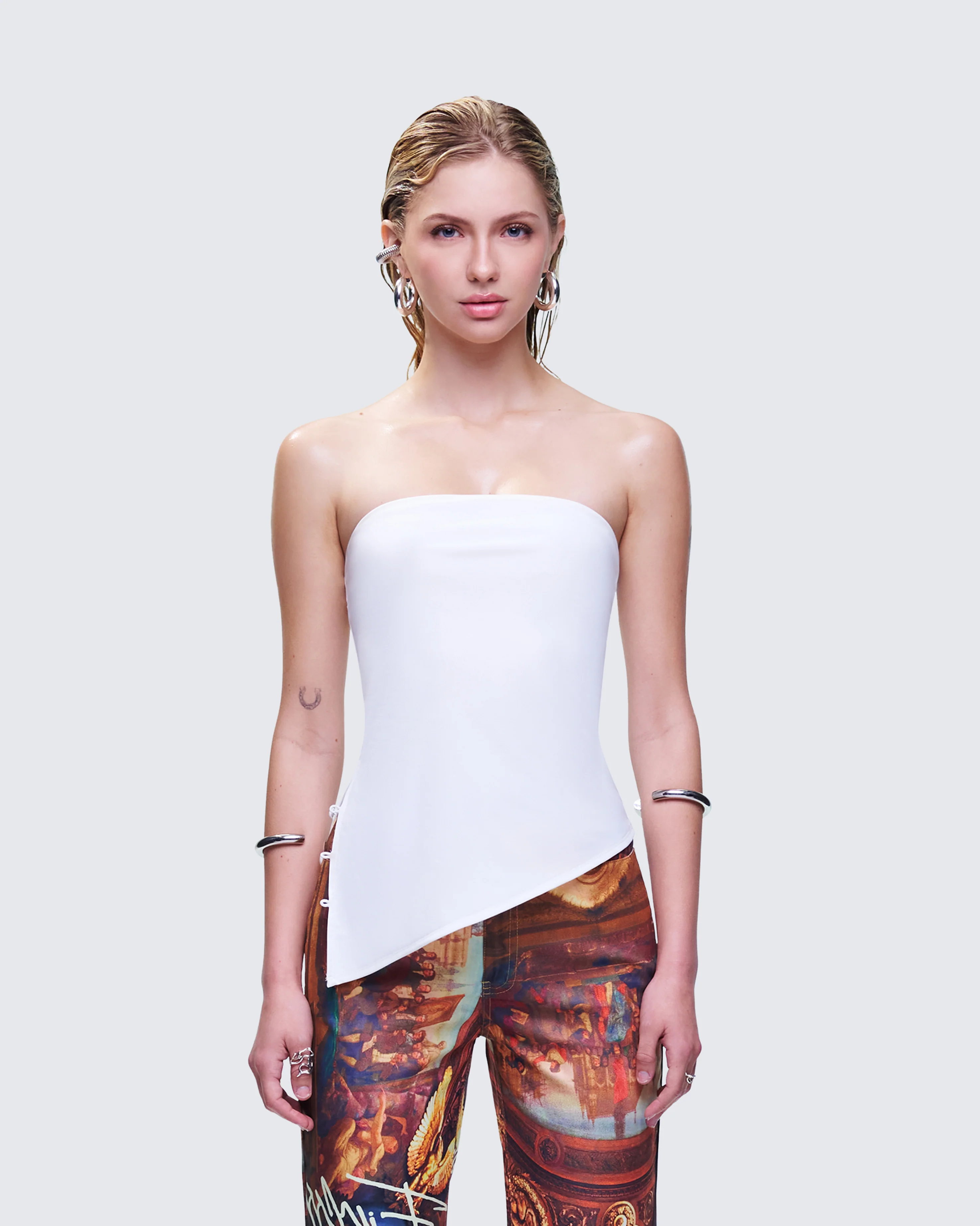 Bessie Ivory Asymmetrical Top - Image 2