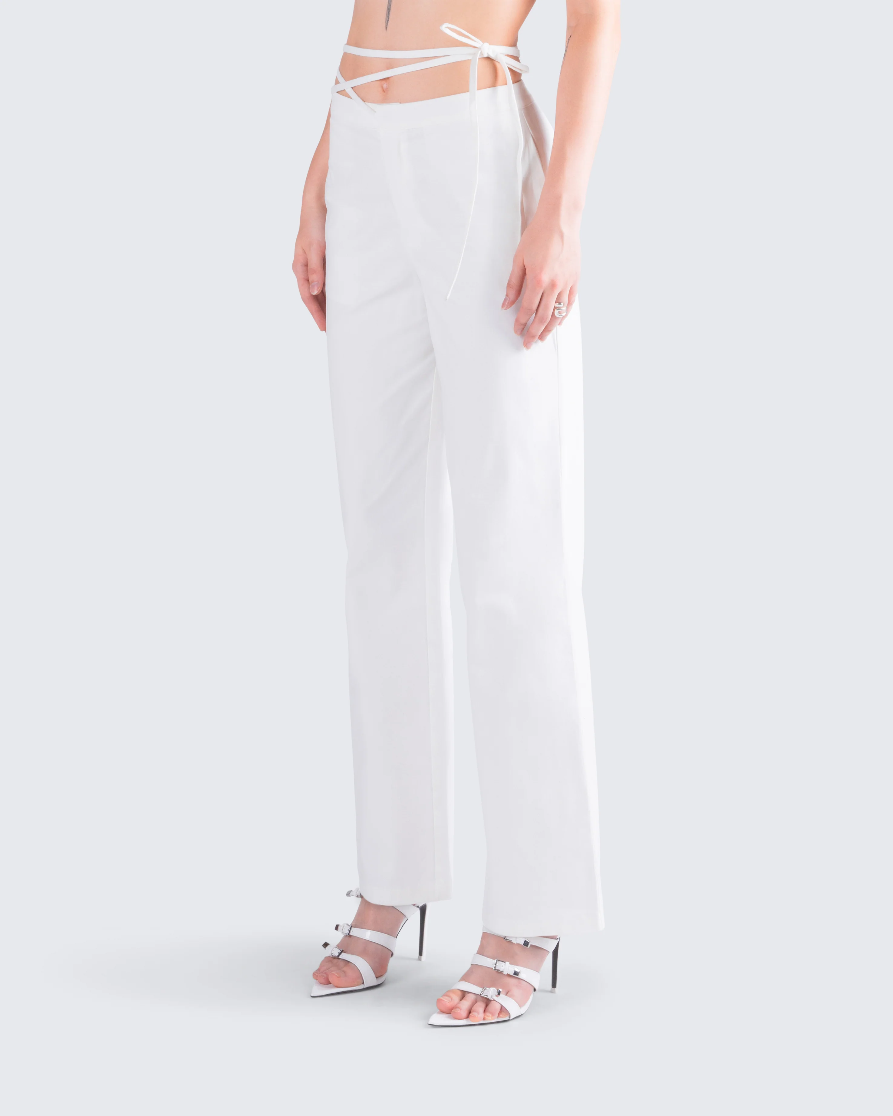 Bessie Ivory Low Rise Tie Pant - Image 3
