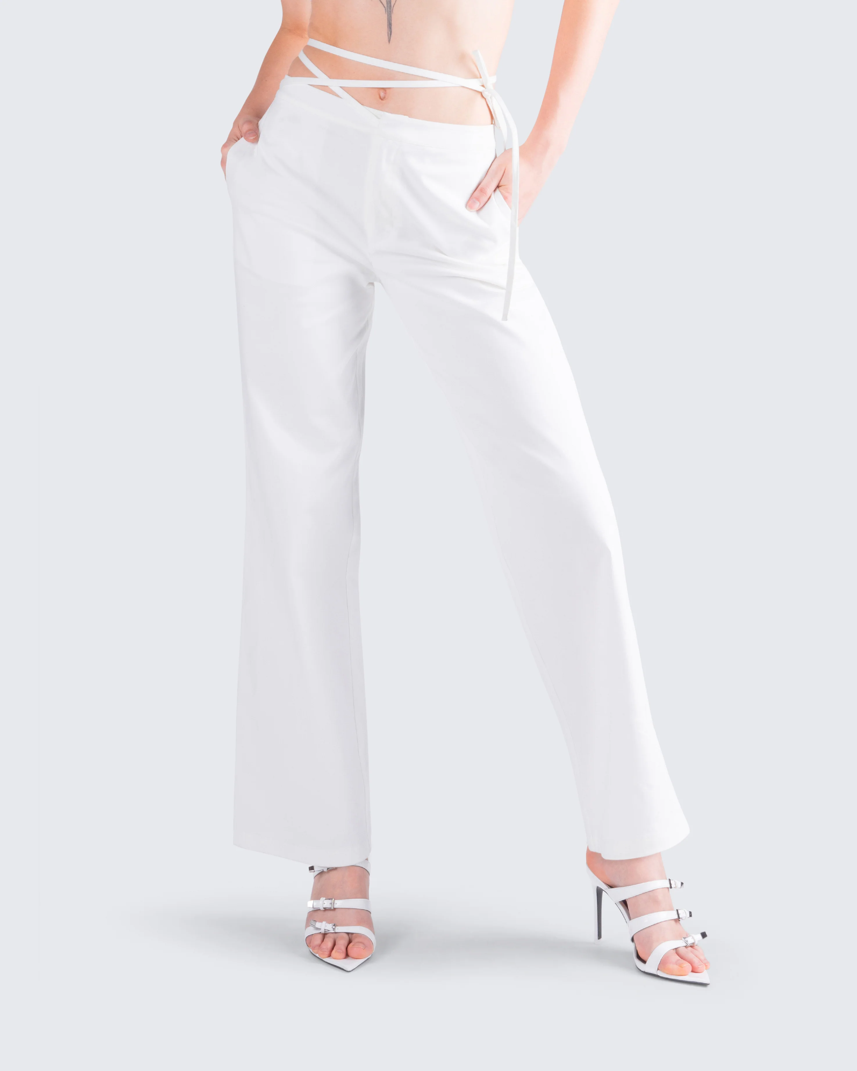 Bessie Ivory Low Rise Tie Pant - Image 6
