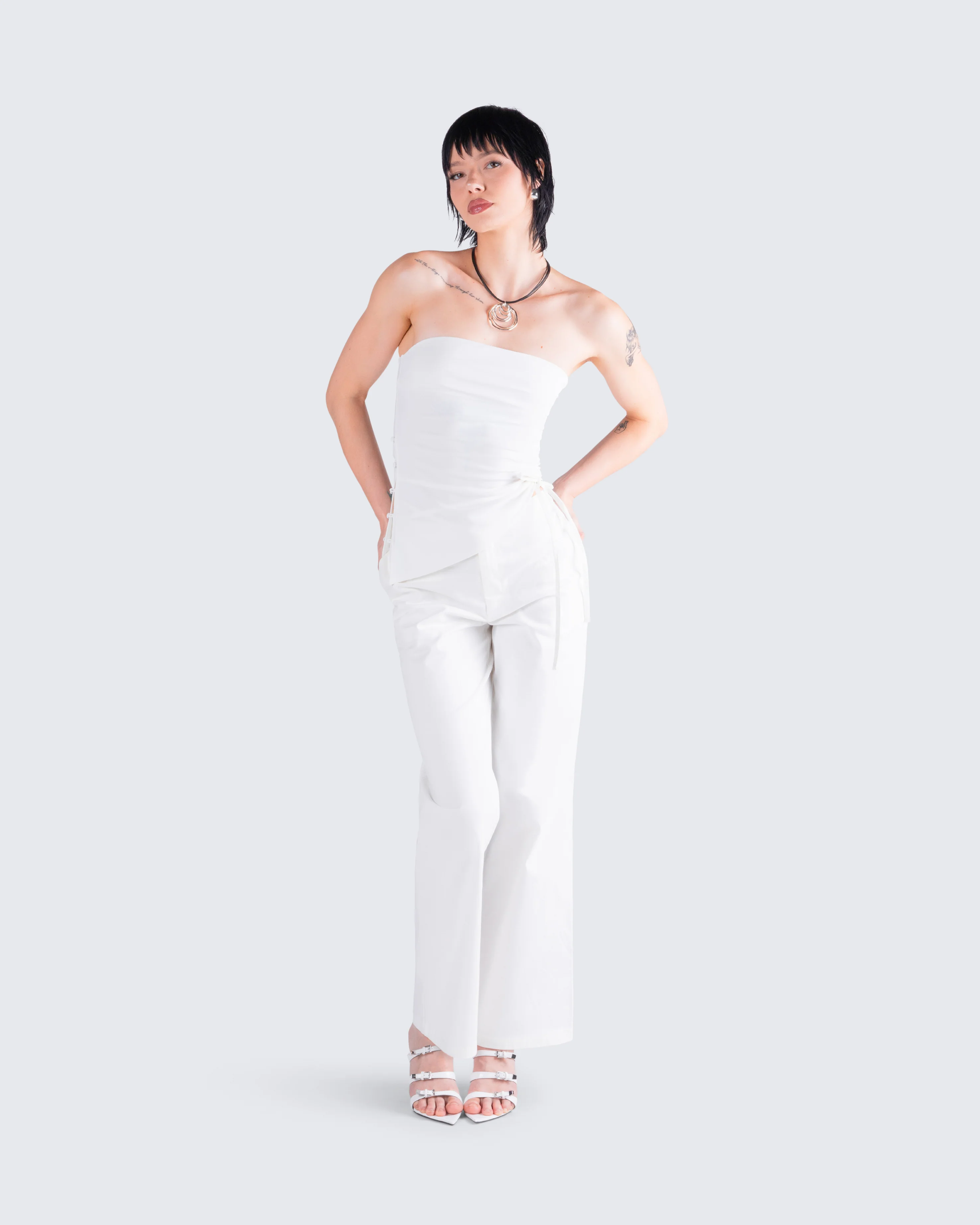 Bessie Ivory Low Rise Tie Pant - Image 7