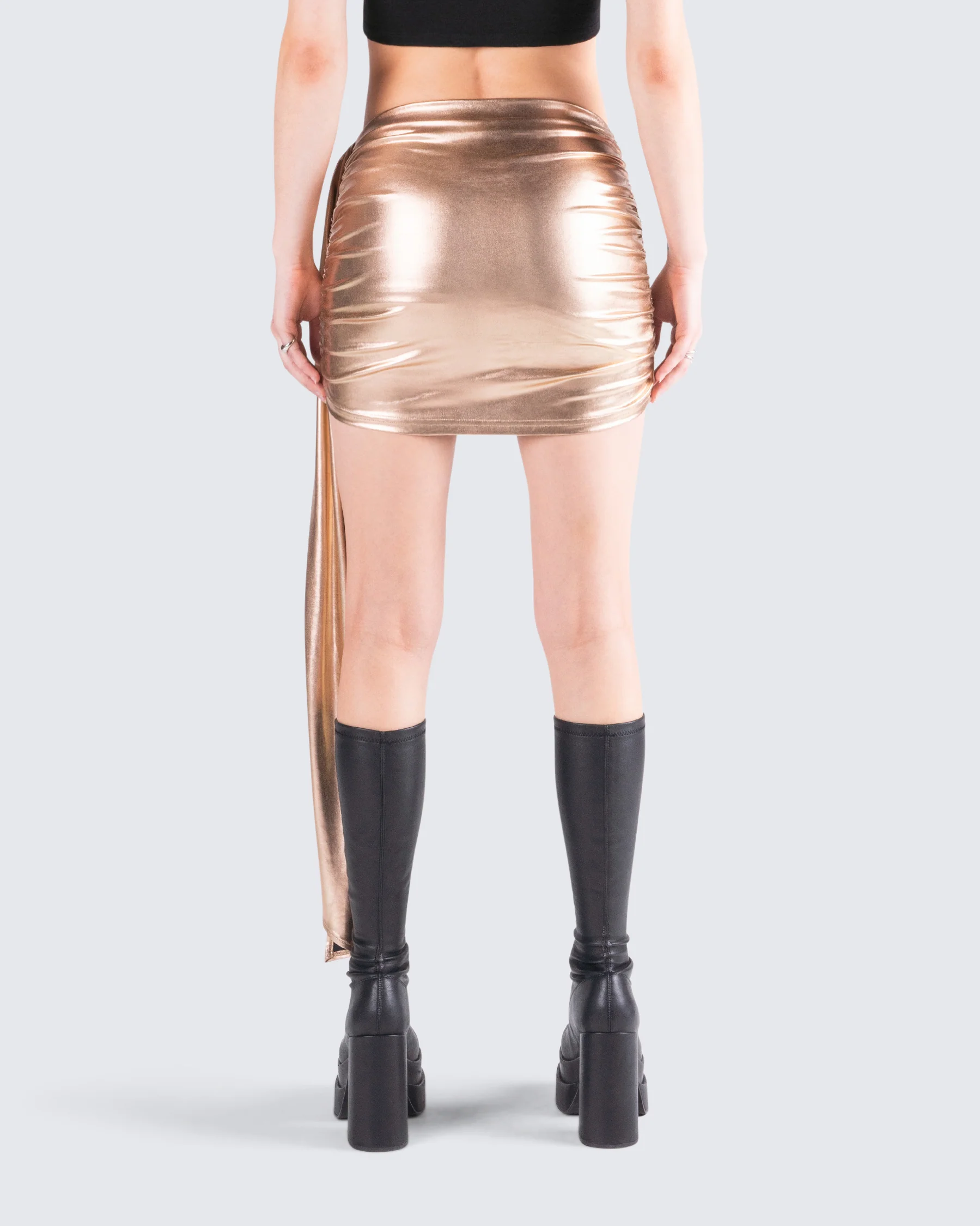 Bianca Metallic Gold Drape Skirt - Image 7
