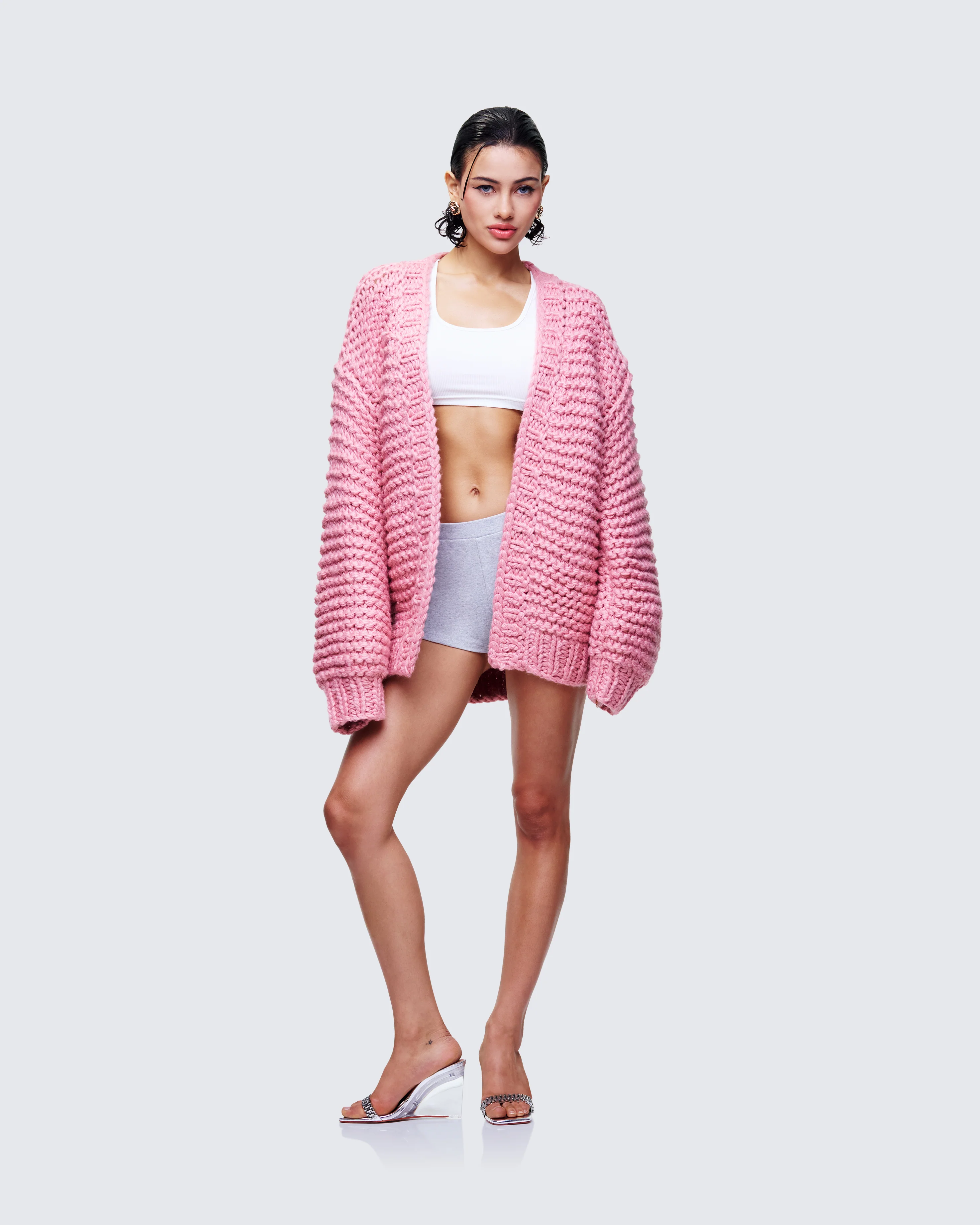 Blaise Pink Chunky Hand Knit Cardigan - Image 5