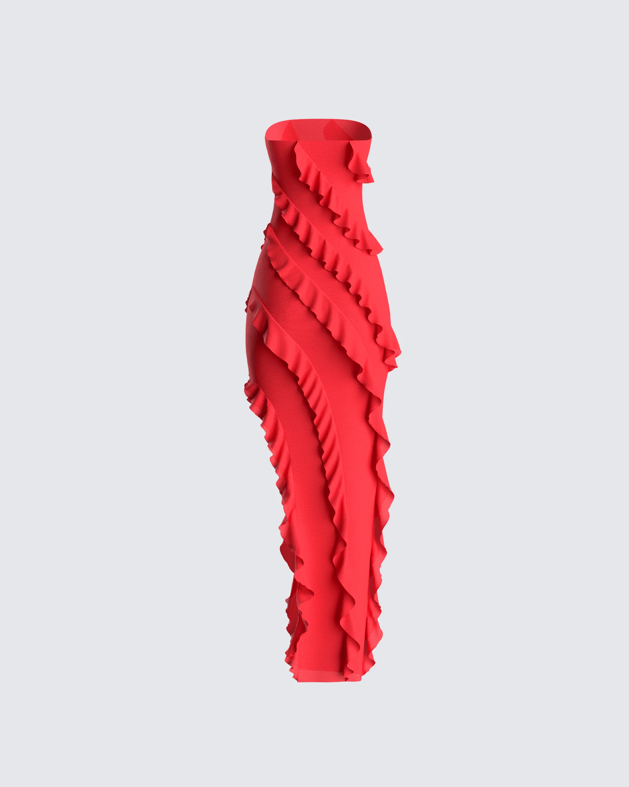 Blanche Red Mesh Ruffle Maxi Dress - Image 3