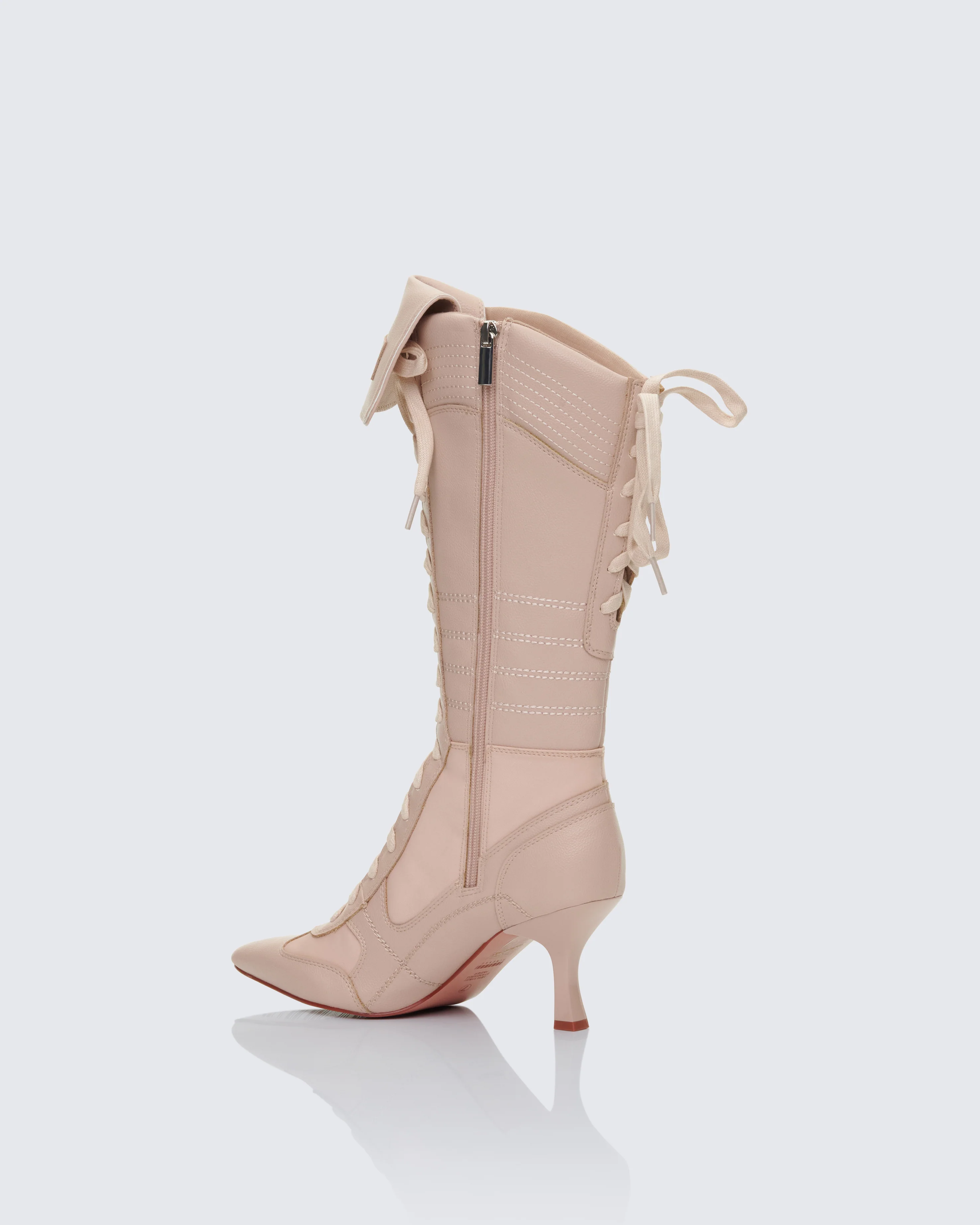 Blaze Blush Knee High Pointed Boxing Heeled Boot - Image 3