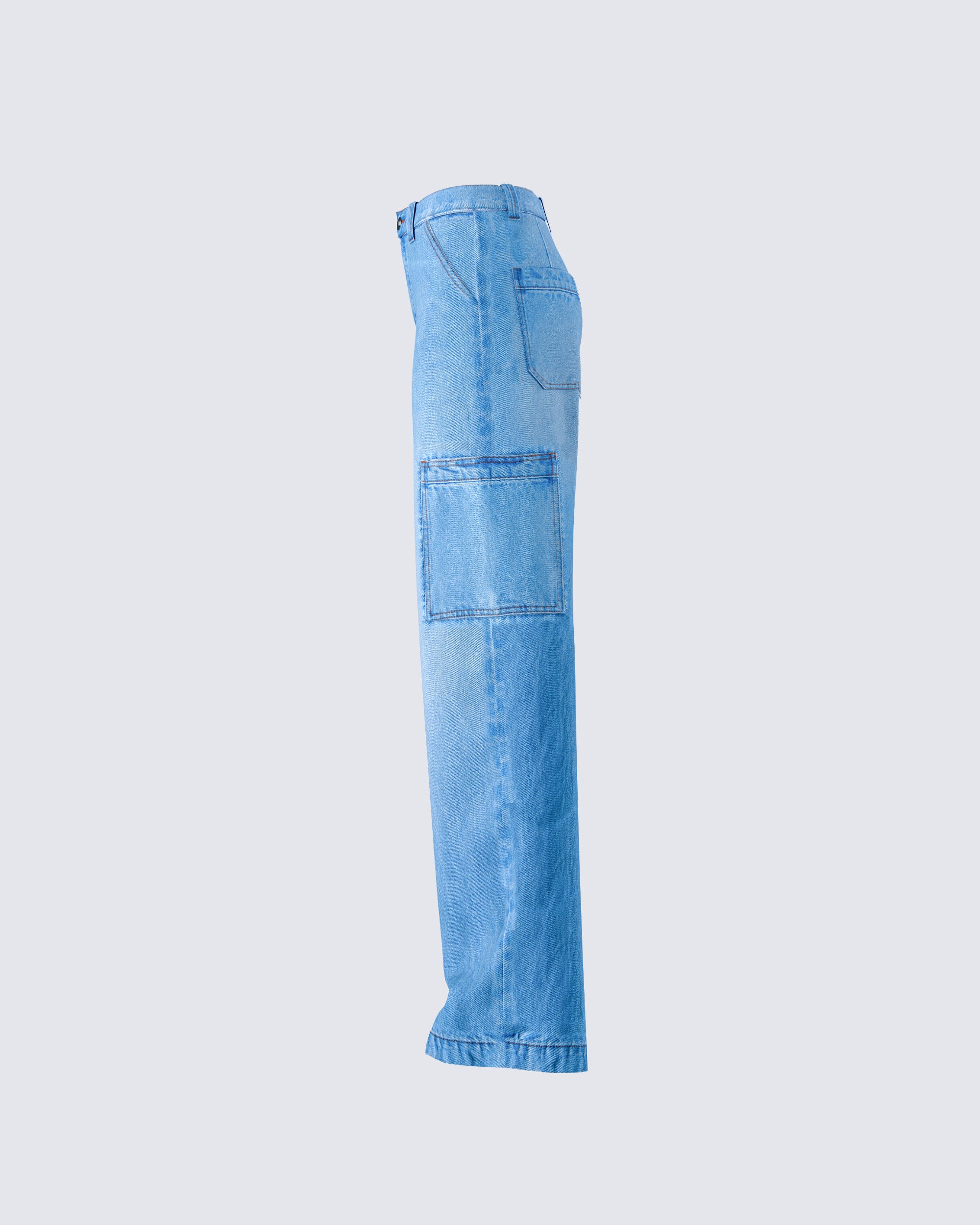 Blossom Blue Cargo Denim Pant - Image 2