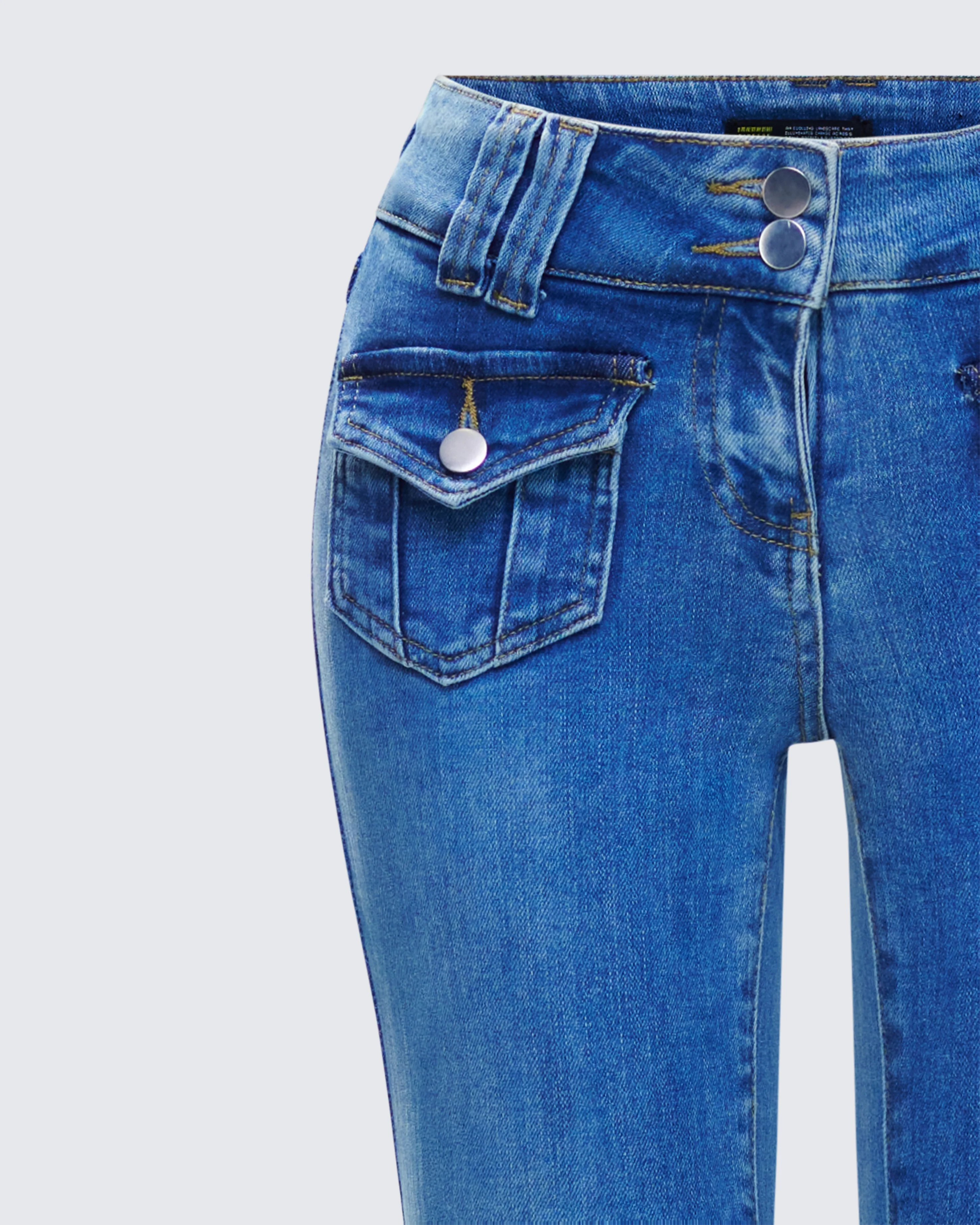 Bri Blue Denim Patch Pocket Jean - Image 6