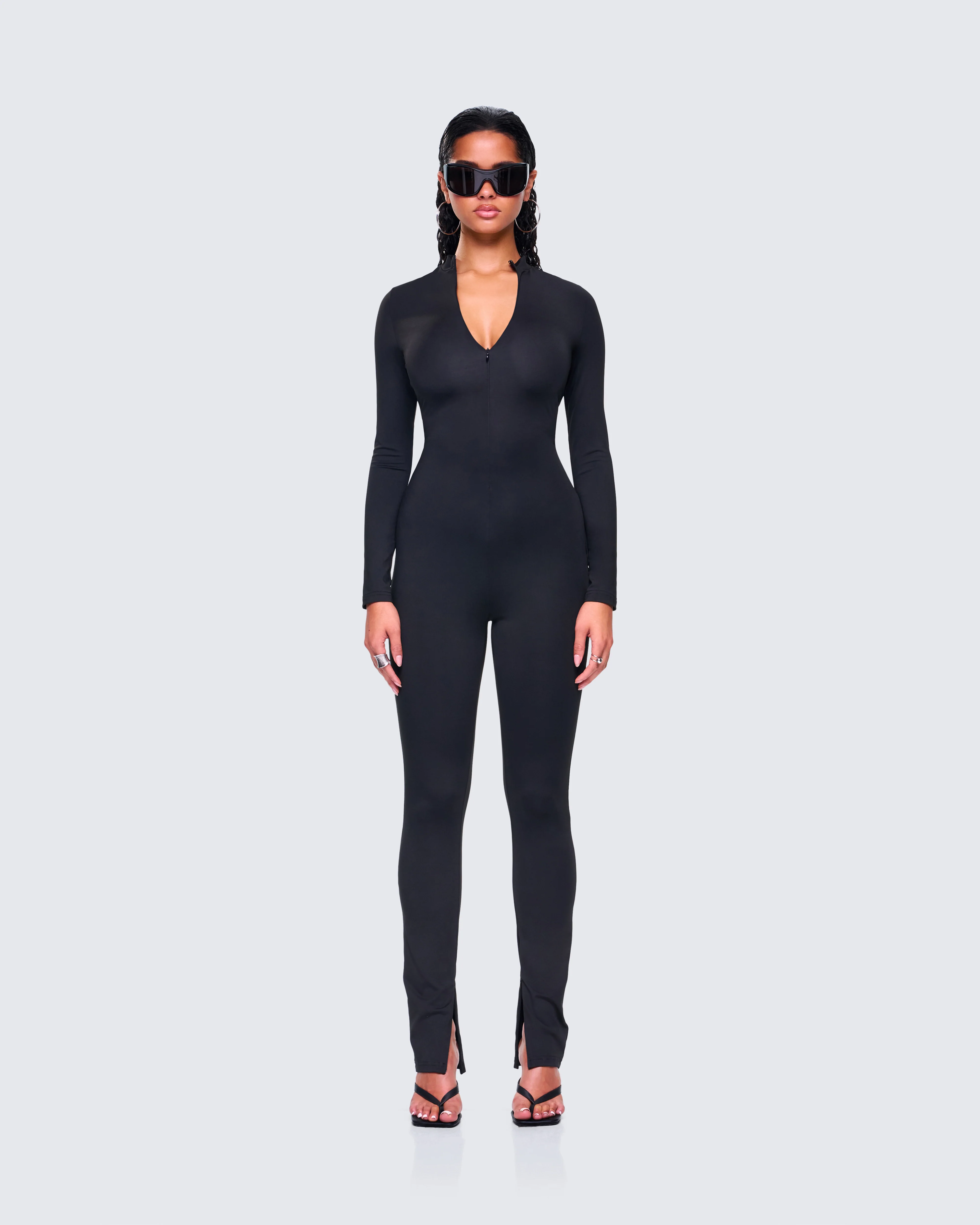Brianna Black Zip Up Jumpsuit - Image 4