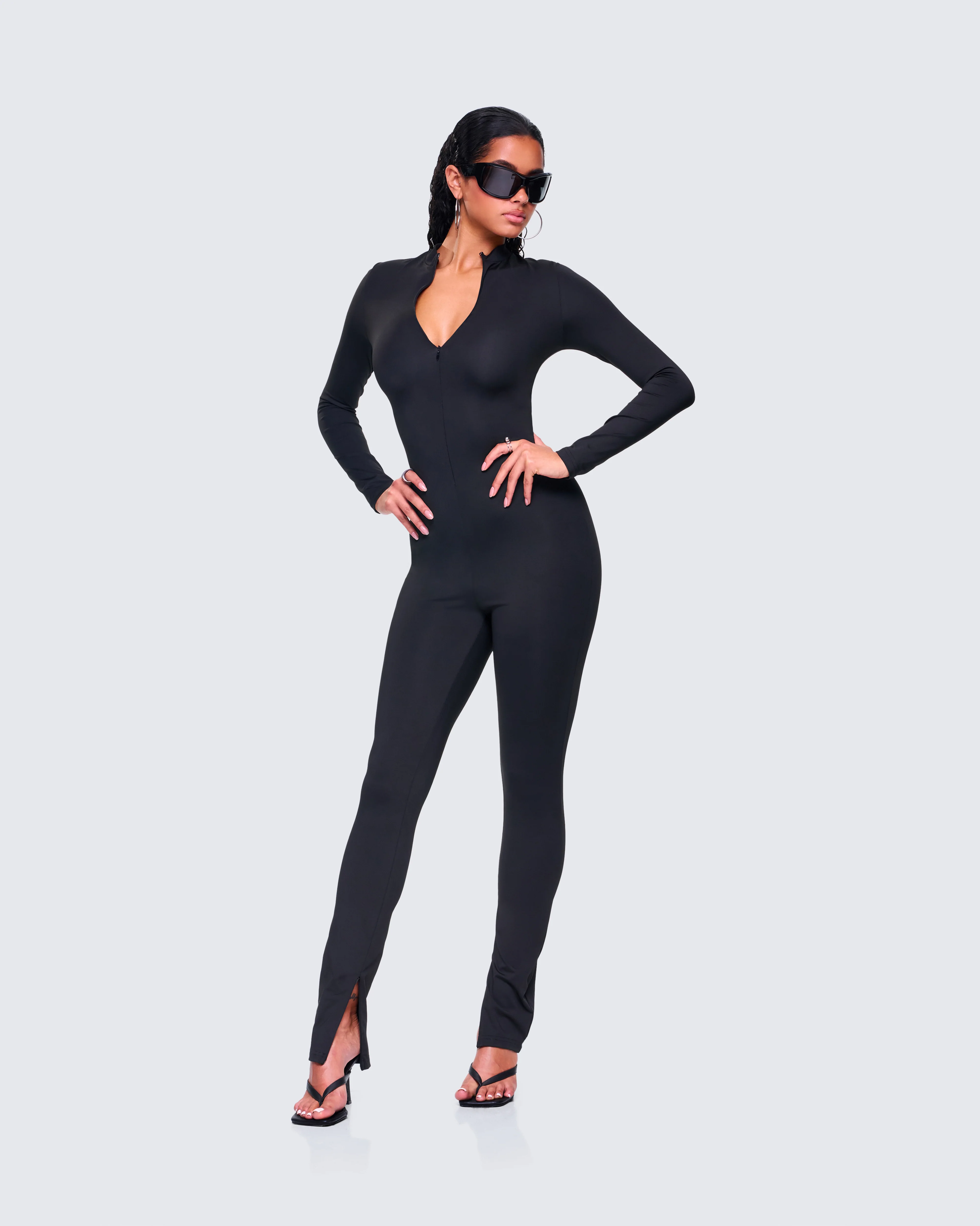 Brianna Black Zip Up Jumpsuit - Image 5
