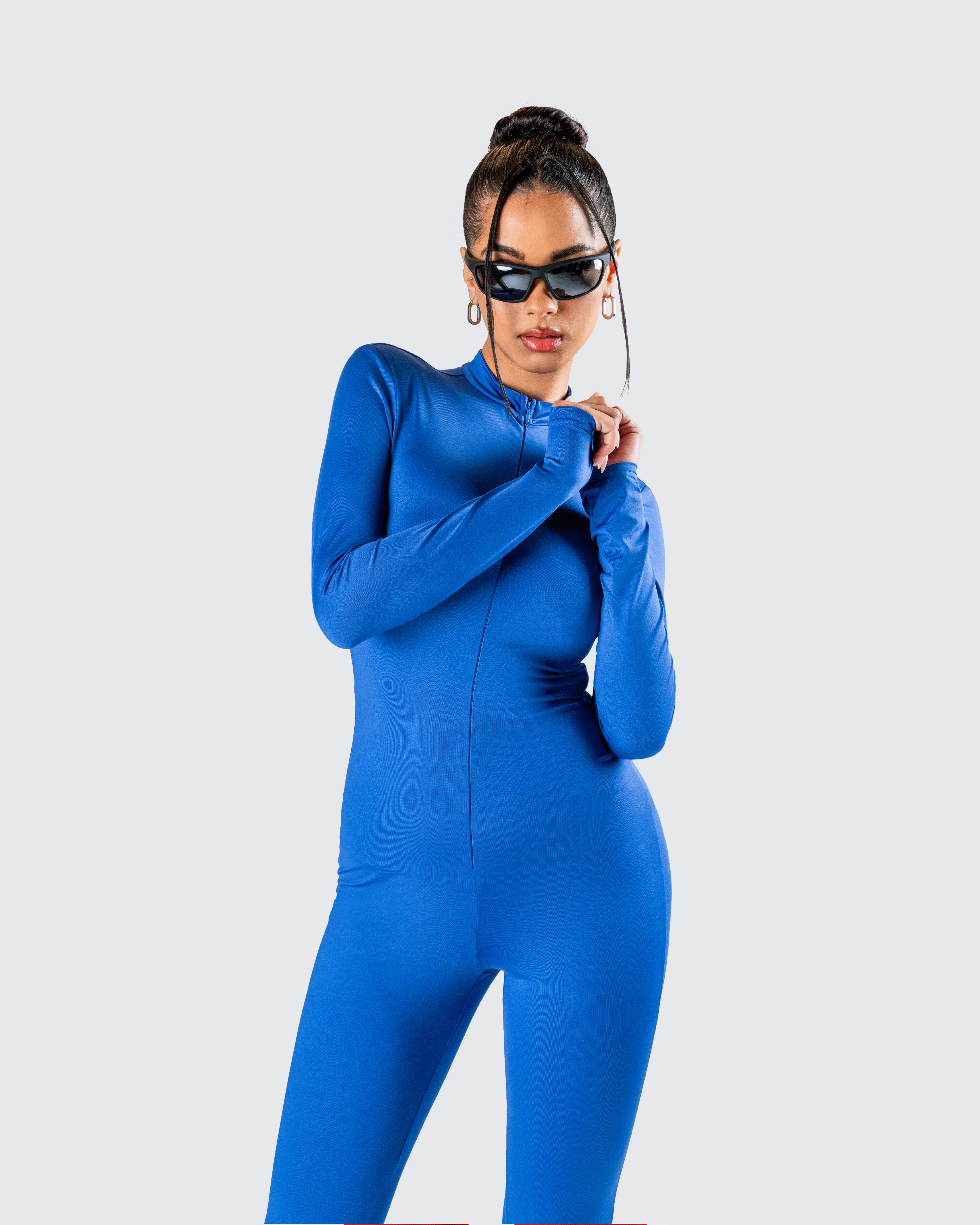 Brianna Blue Zip Up Jumpsuit - Image 9
