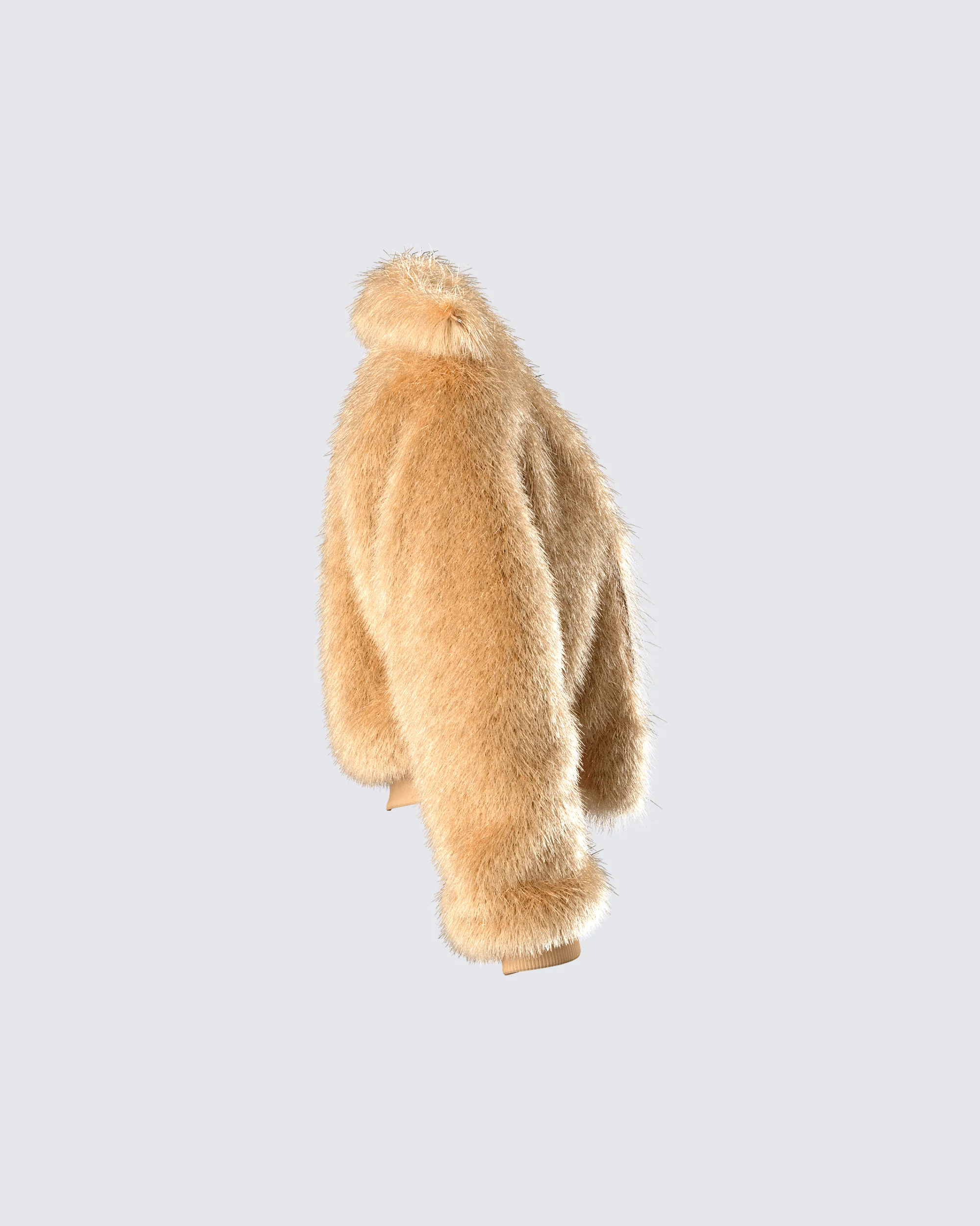 Briar Tan Faux Fur Bomber Jacket - Image 2