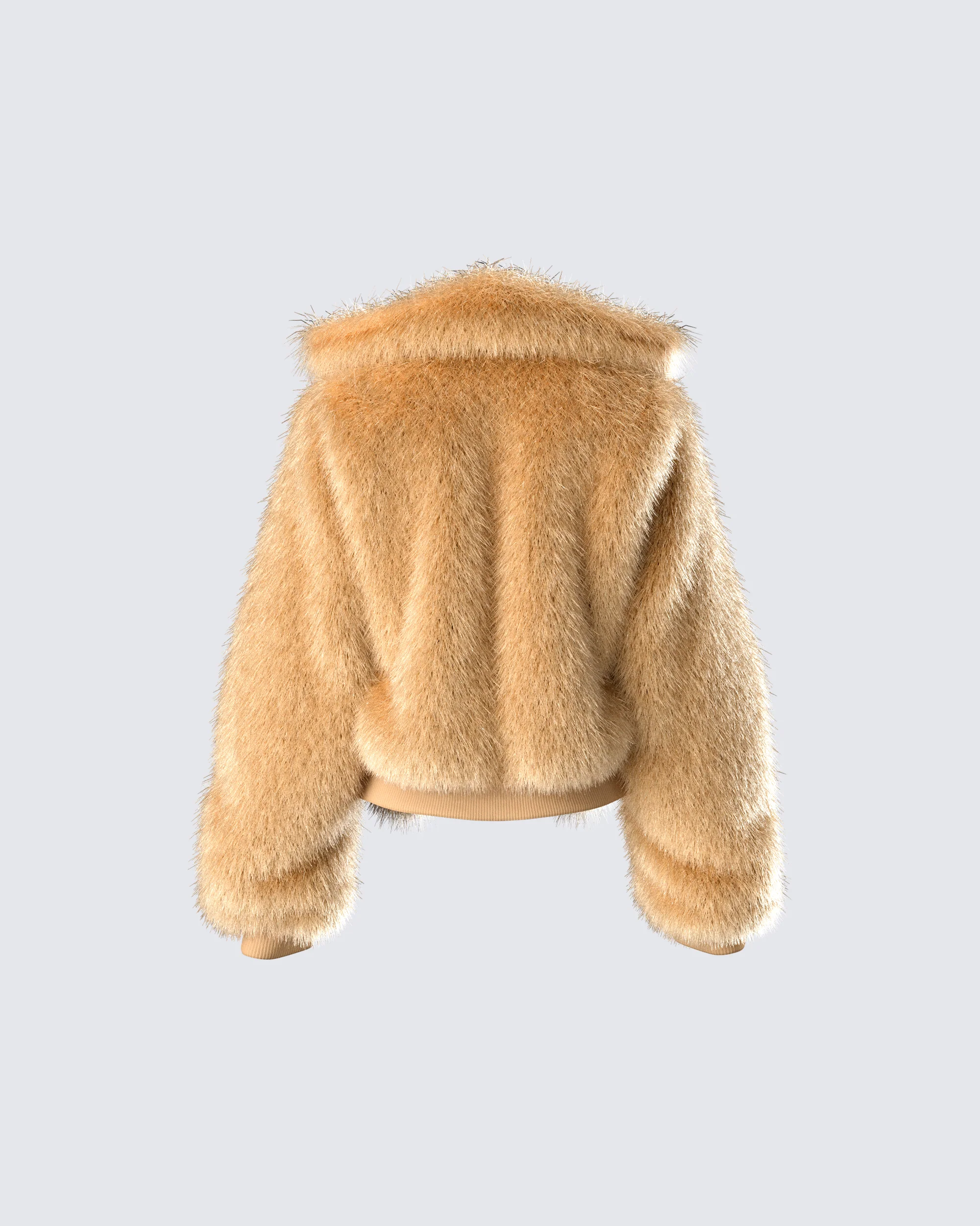 Briar Tan Faux Fur Bomber Jacket - Image 3