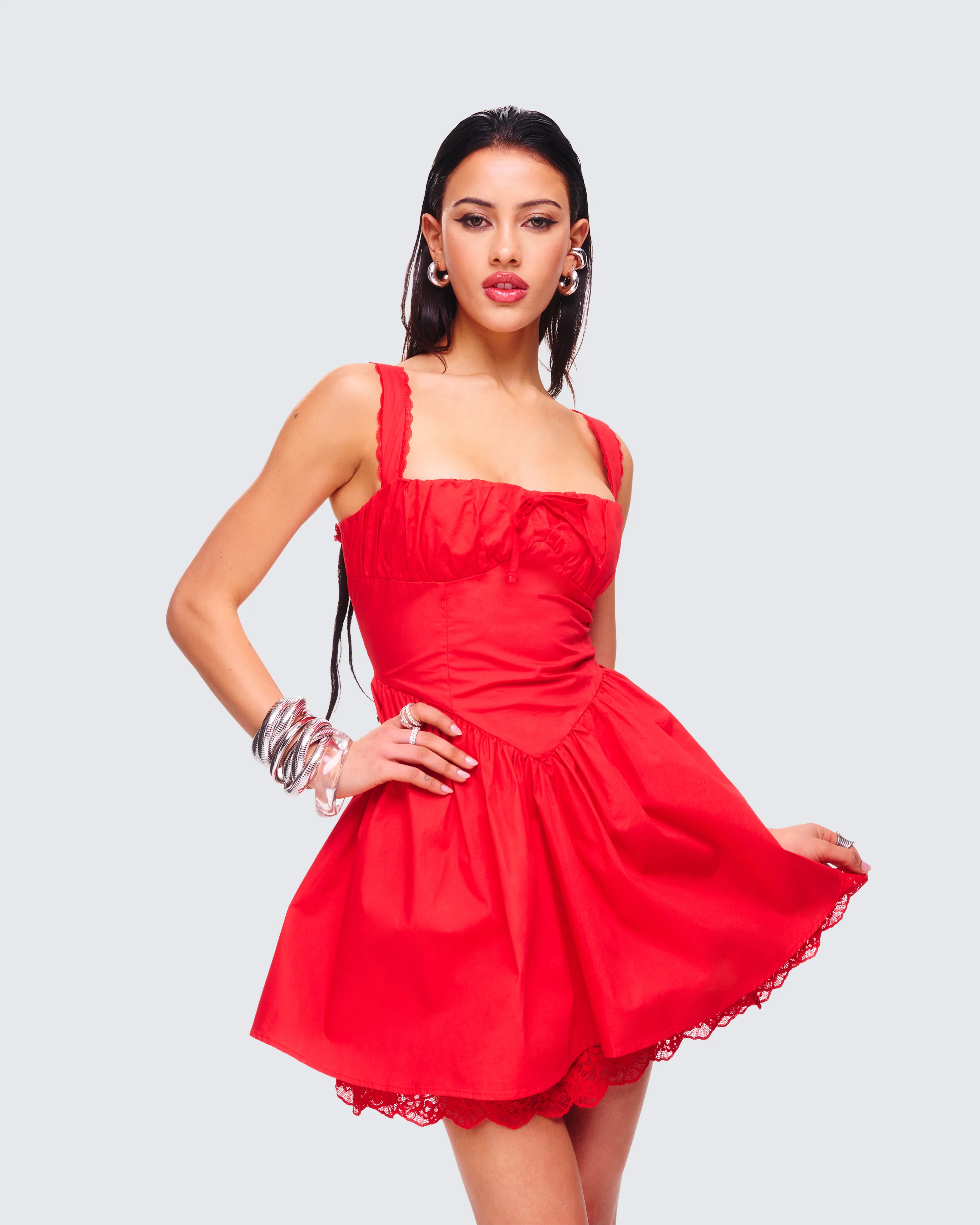 Brit Red Poplin Mini Dress - Image 8