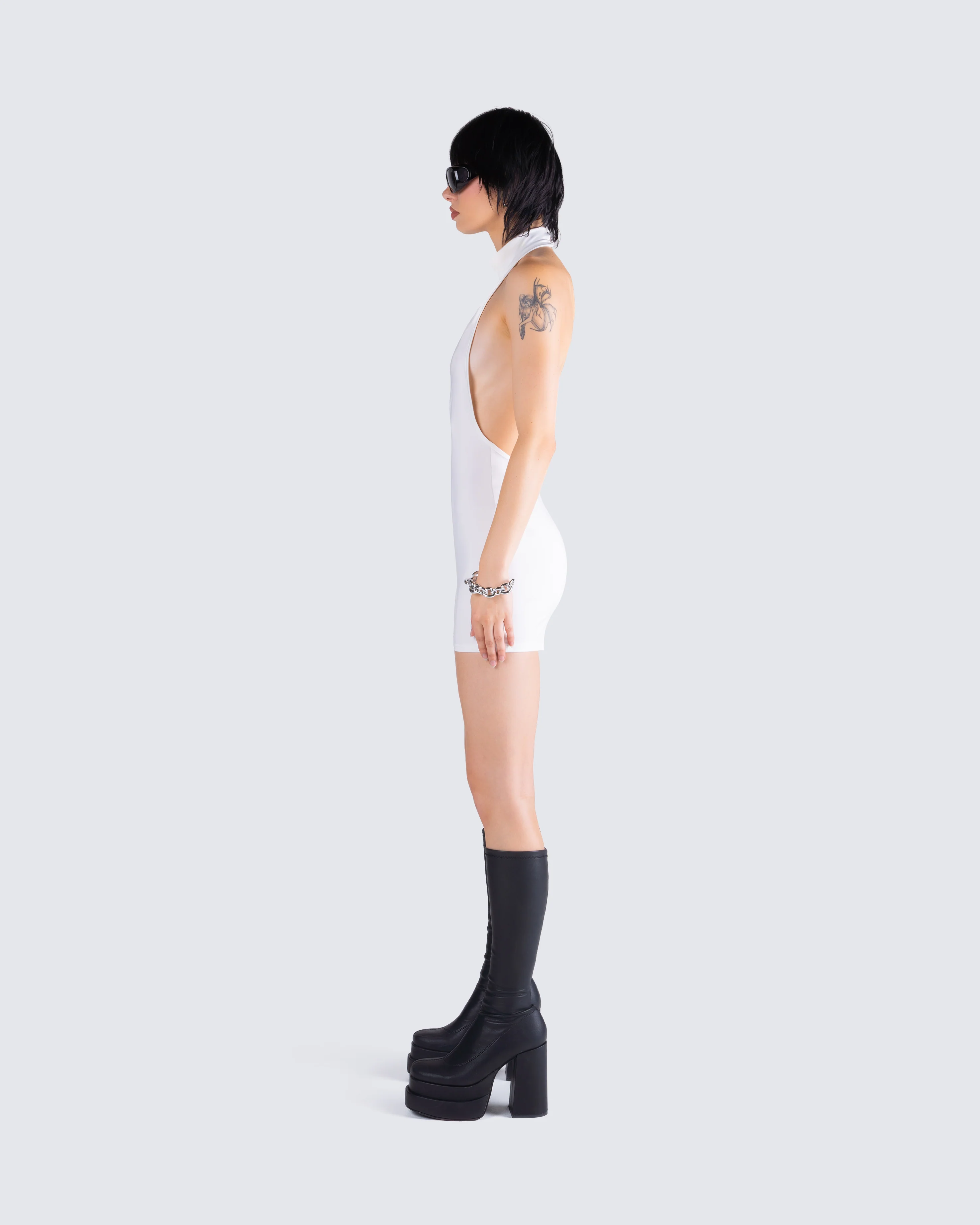 Brittany White Halter Mini Dress - Image 5