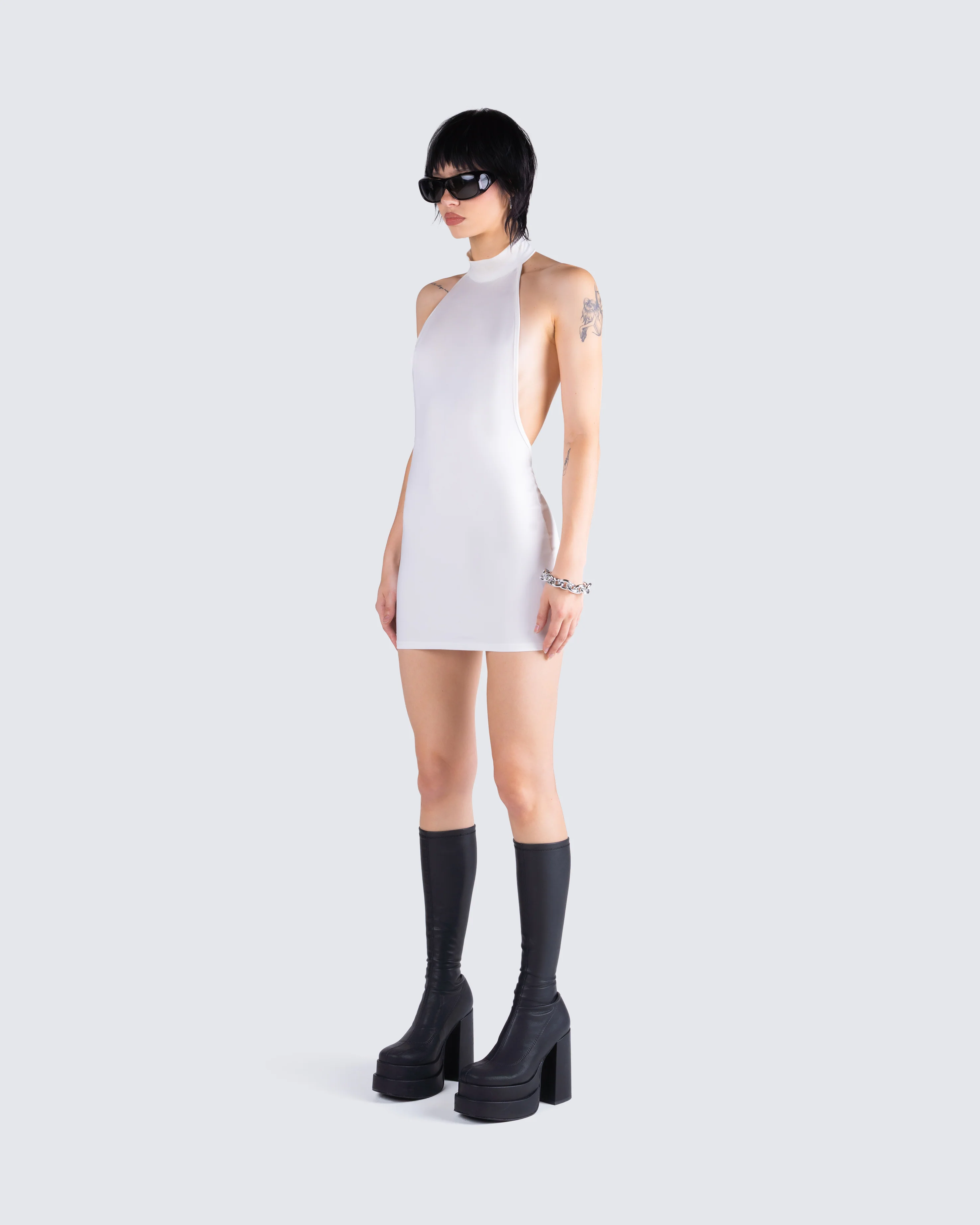 Brittany White Halter Mini Dress - Image 7
