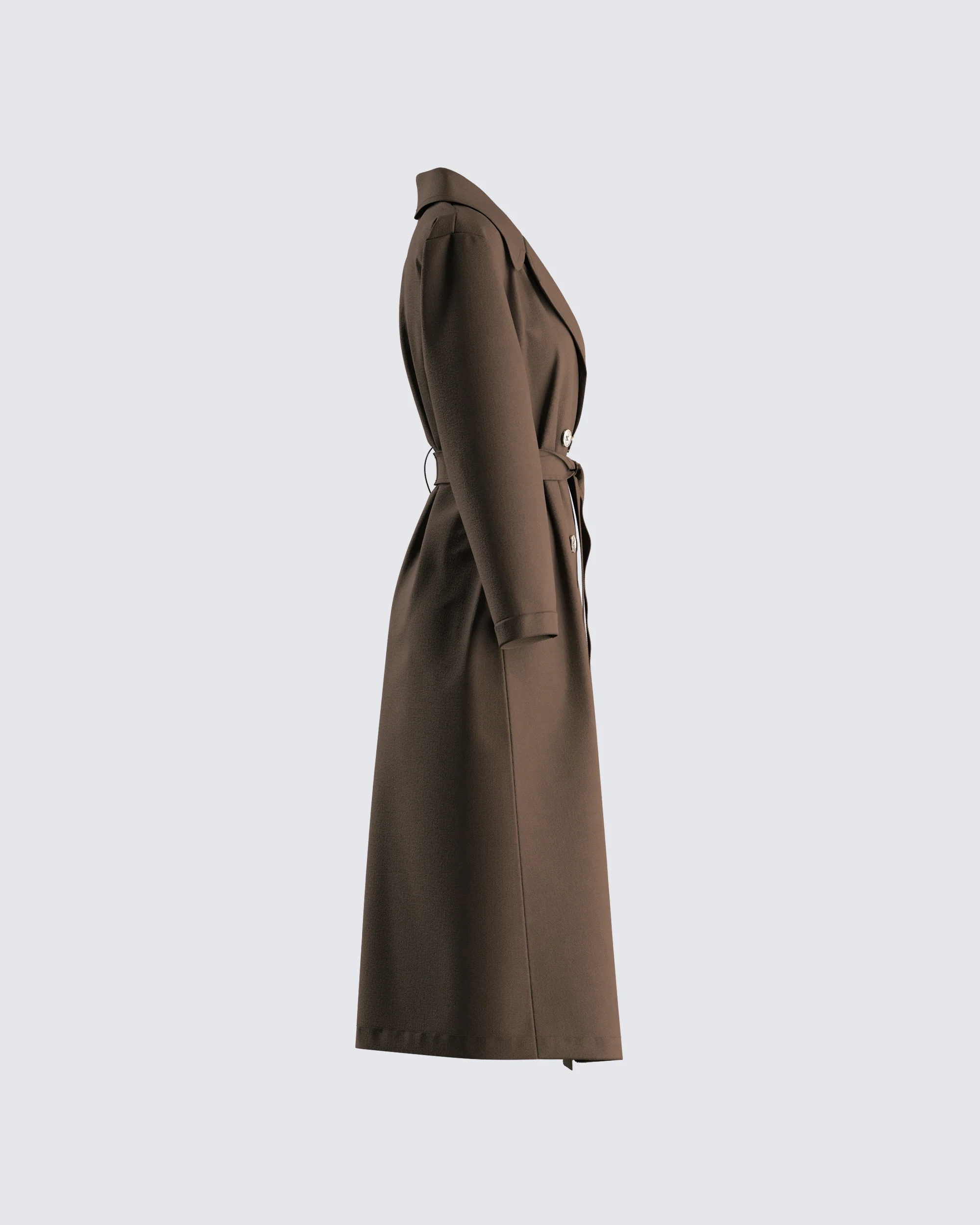 Bryn Dark Olive Belted Trench Coat - Image 2