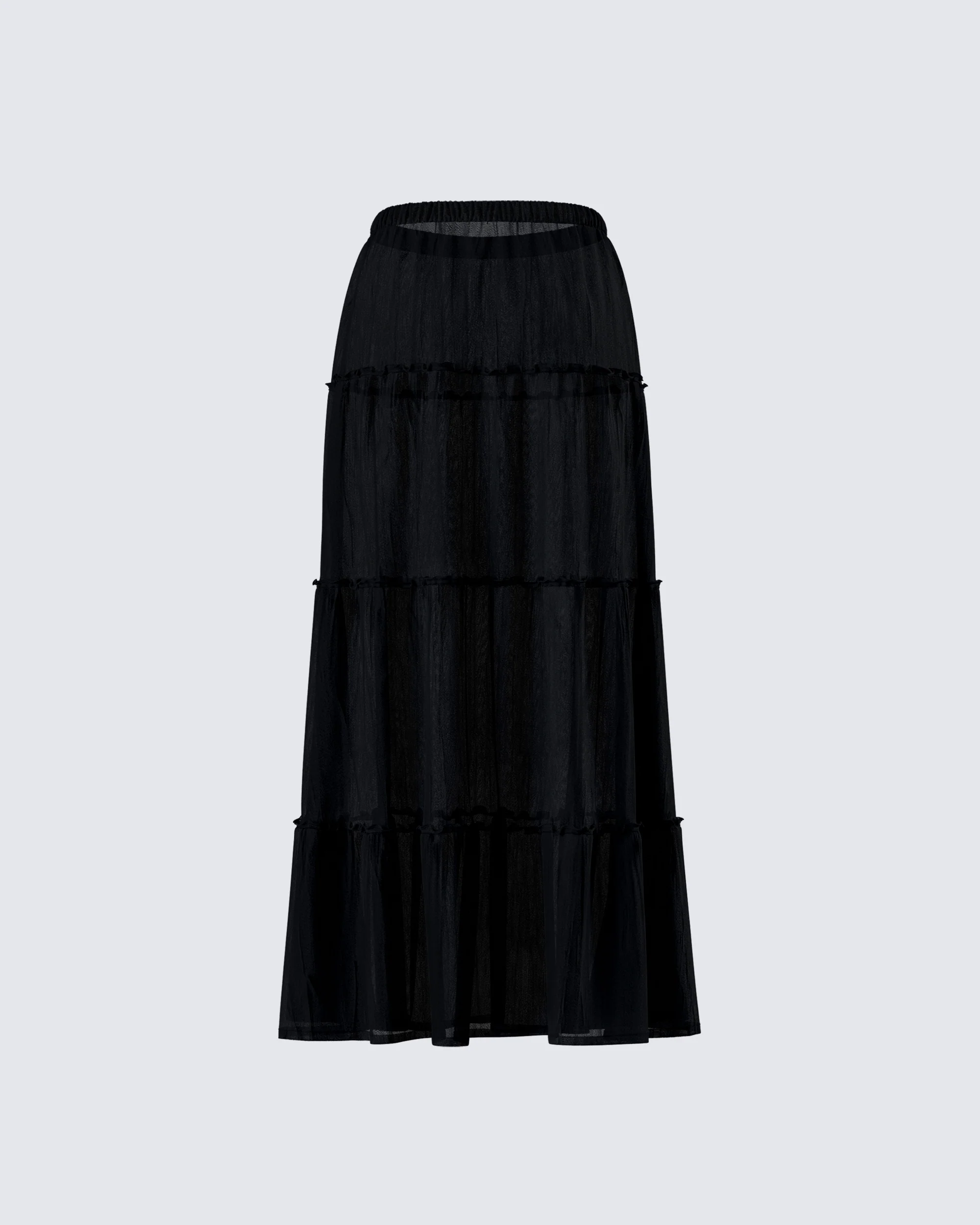 Cailin Black Tiered Maxi Skirt - Image 3