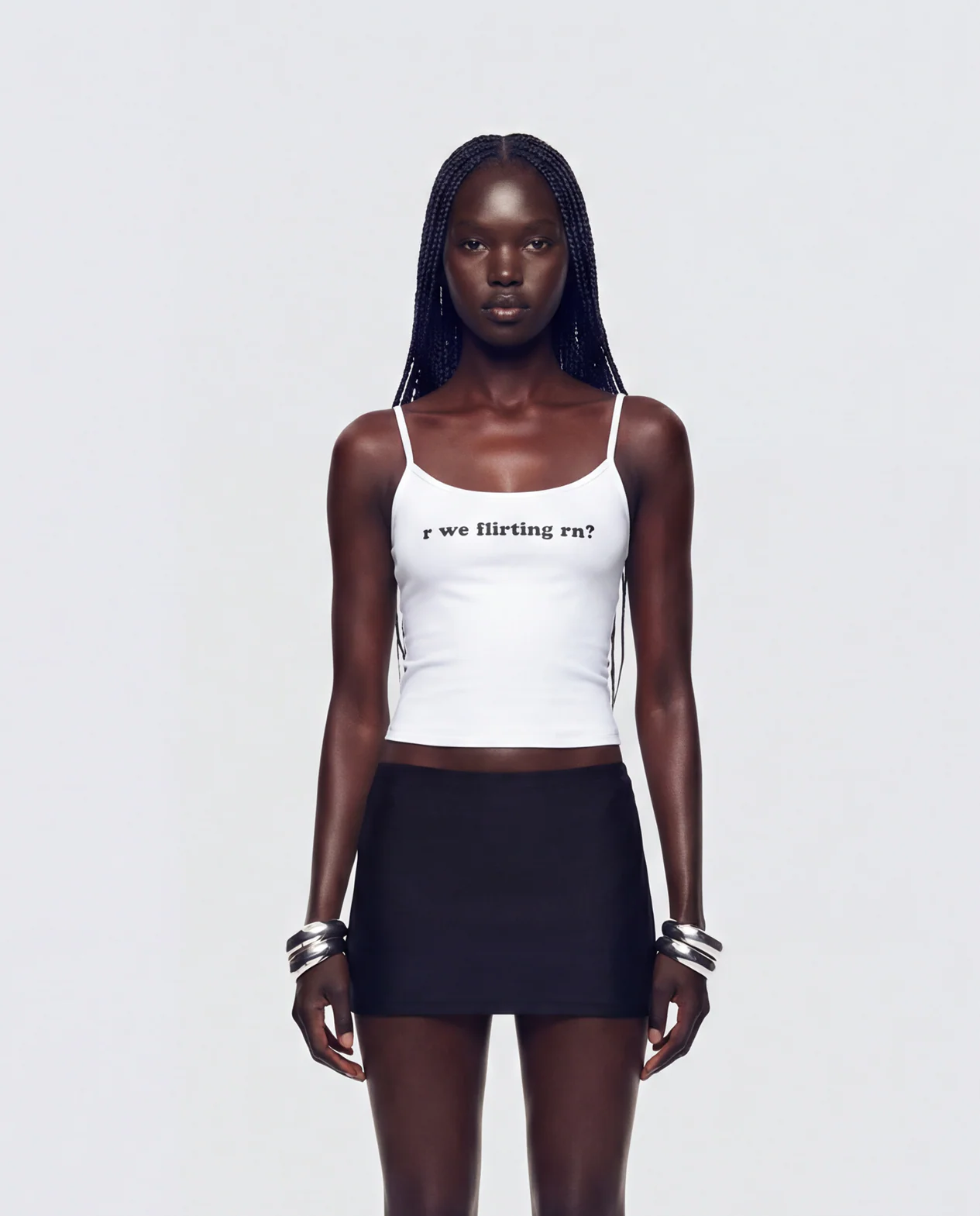 Callie White Slogan Jersey Cami Top - Image 2