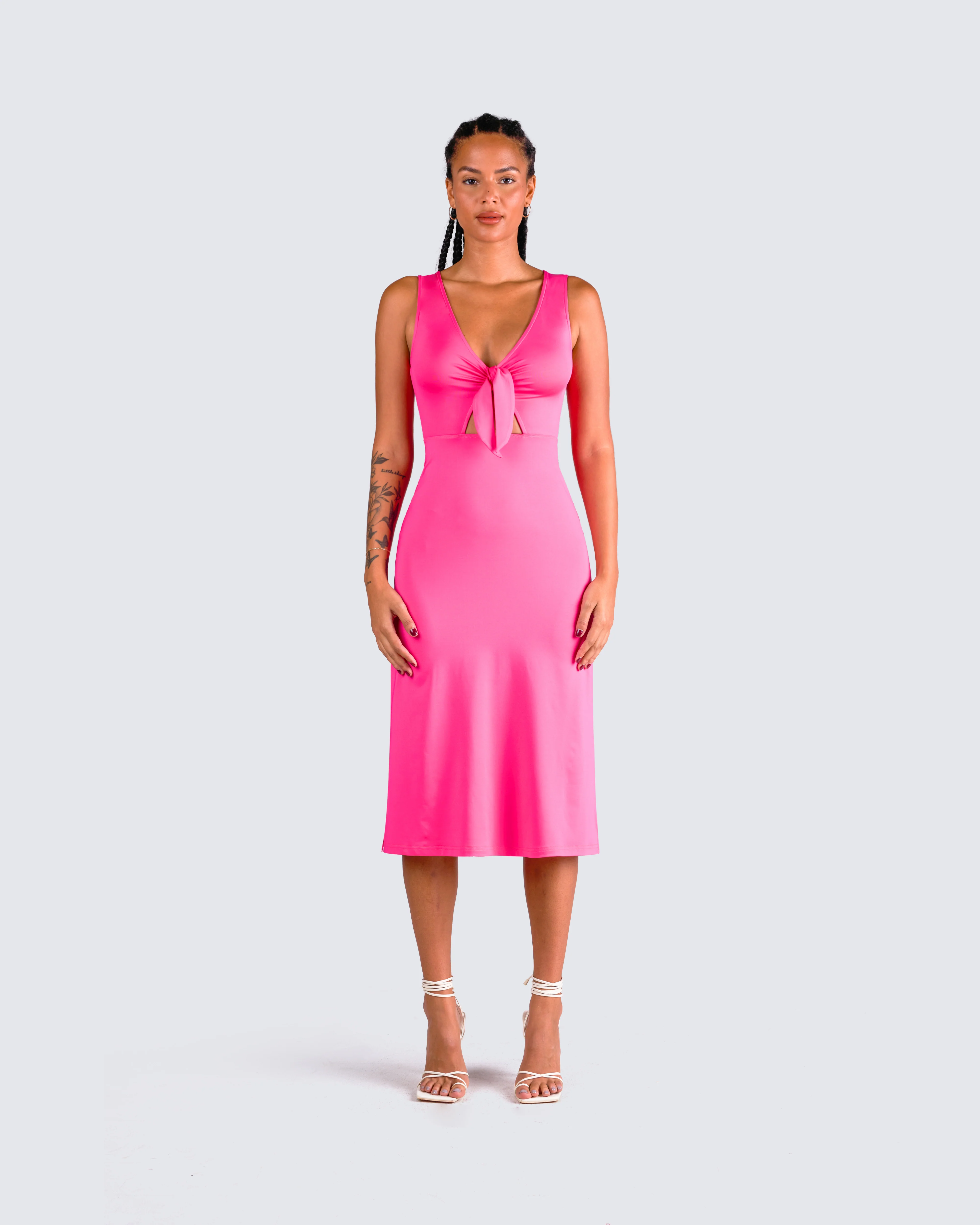 Calliope Hot Pink Midi Dress - Image 4