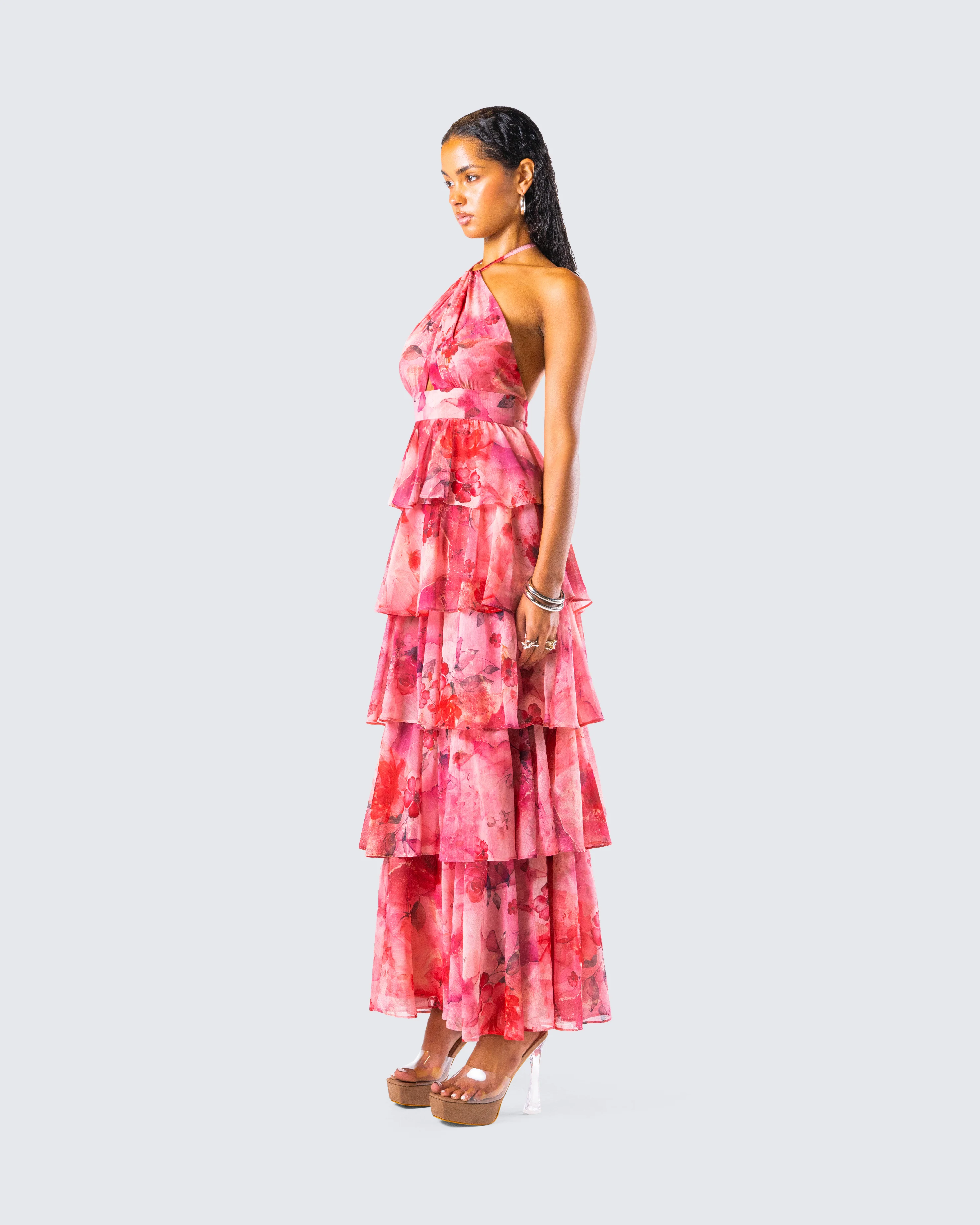 Caprice Pink Floral Maxi Dress - Image 5