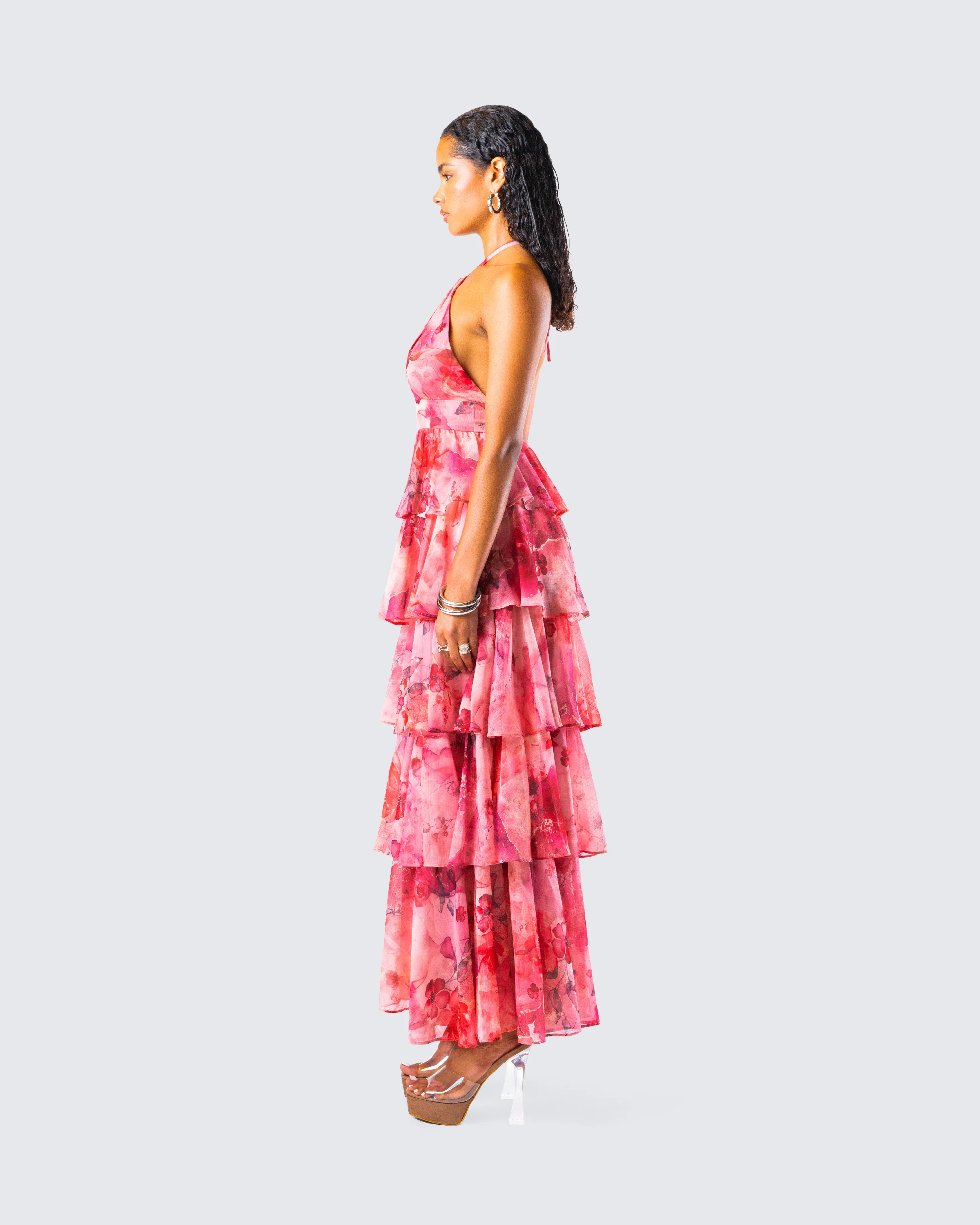Caprice Pink Floral Maxi Dress - Image 6