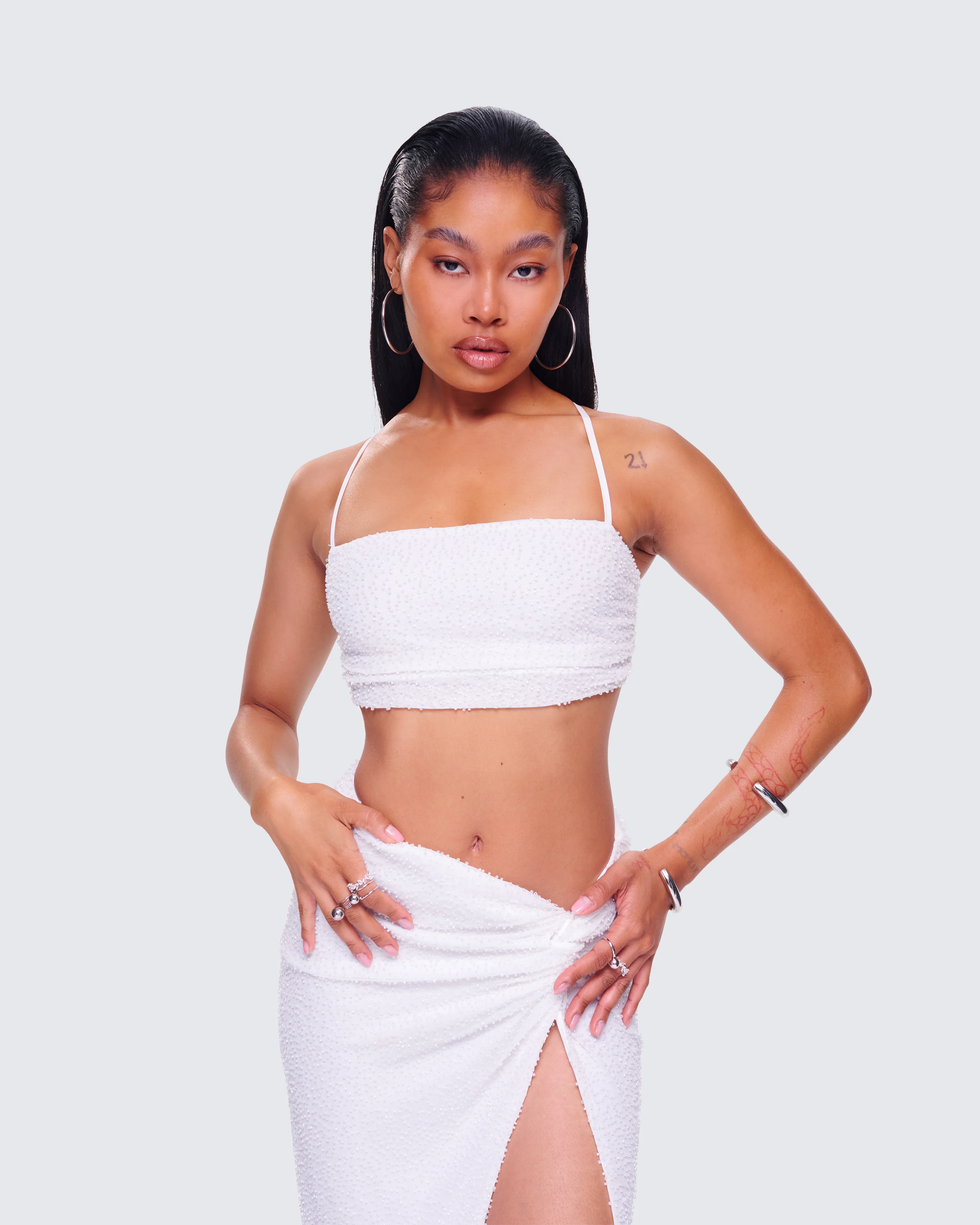Carly White Beaded Bandeau Top - Image 3