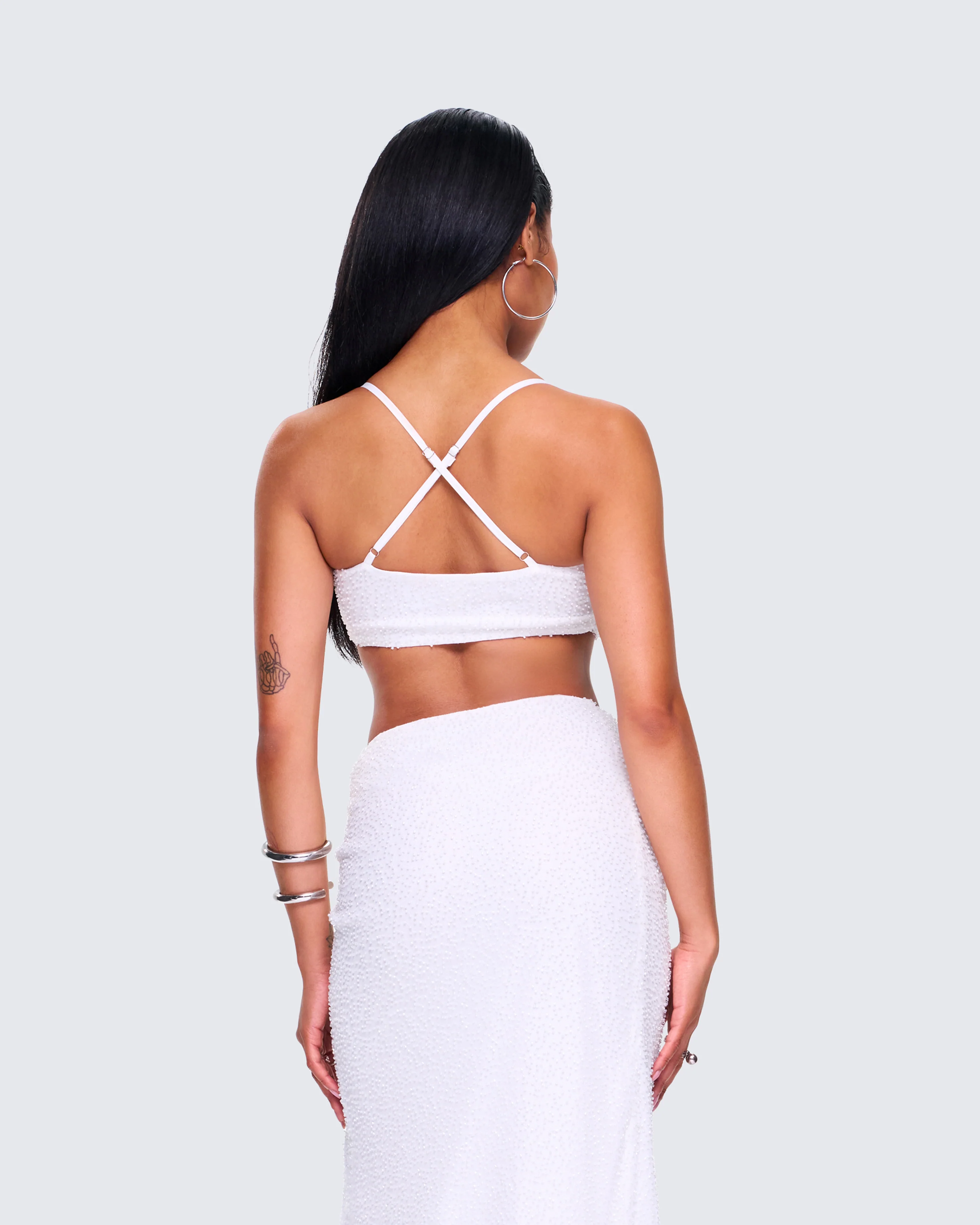 Carly White Beaded Bandeau Top - Image 5