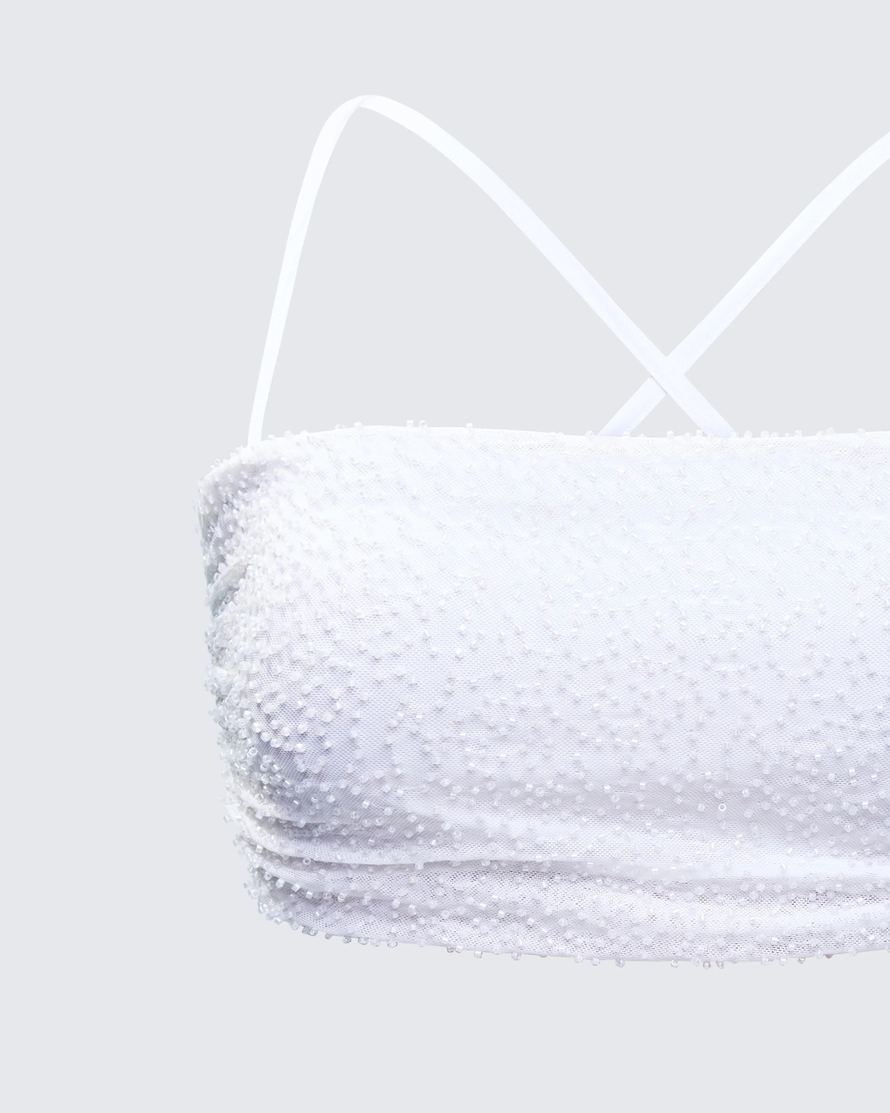 Carly White Beaded Bandeau Top - Image 7