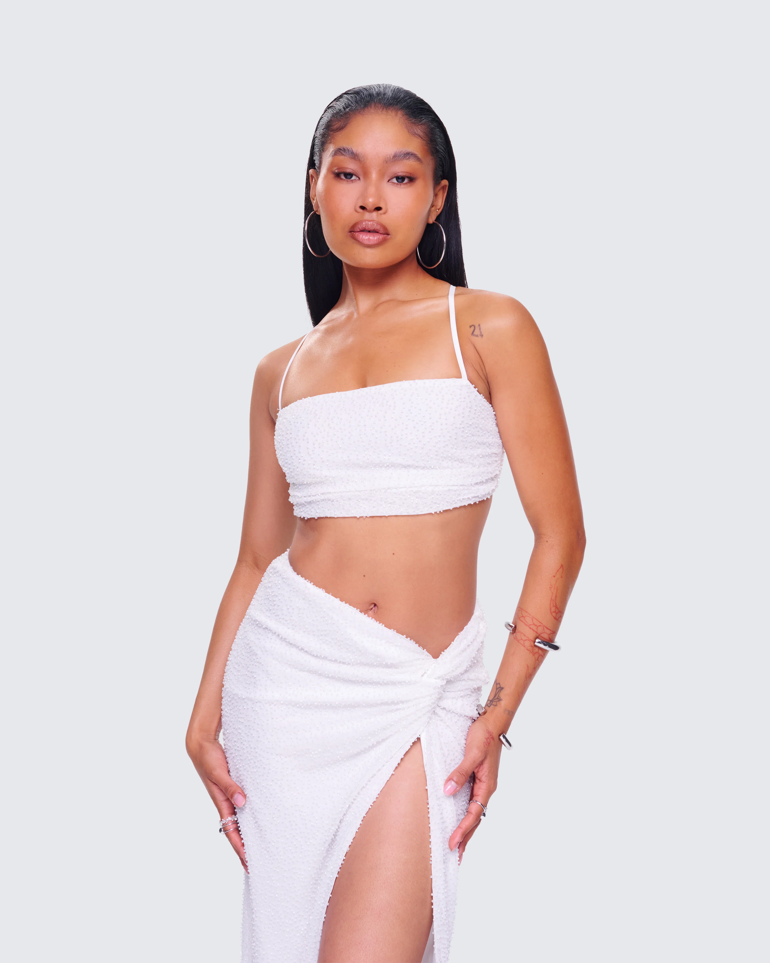Carly White Beaded Maxi Set - Image 8